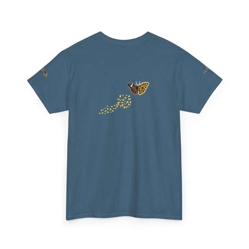 Sunflower Kitten Tee | Butterfly Accent, Floral Cat Shirt