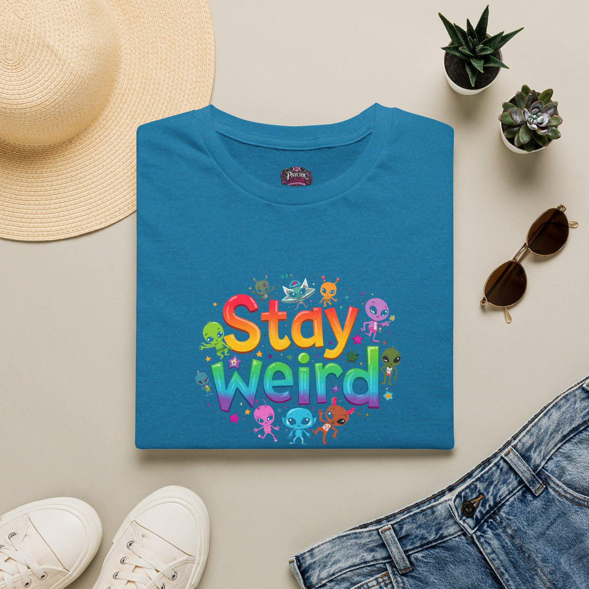 Stay Weird T-Shirt — Colorful Cute Alien Graphic Tee