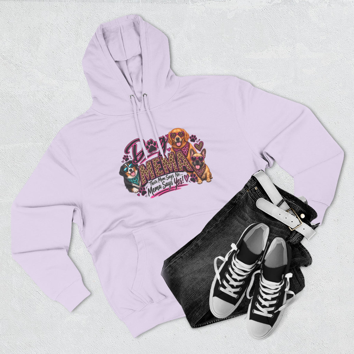 Dog Mema Hoodie — Cute Paw Print Graphic Pullover for Grandma Dog lovers