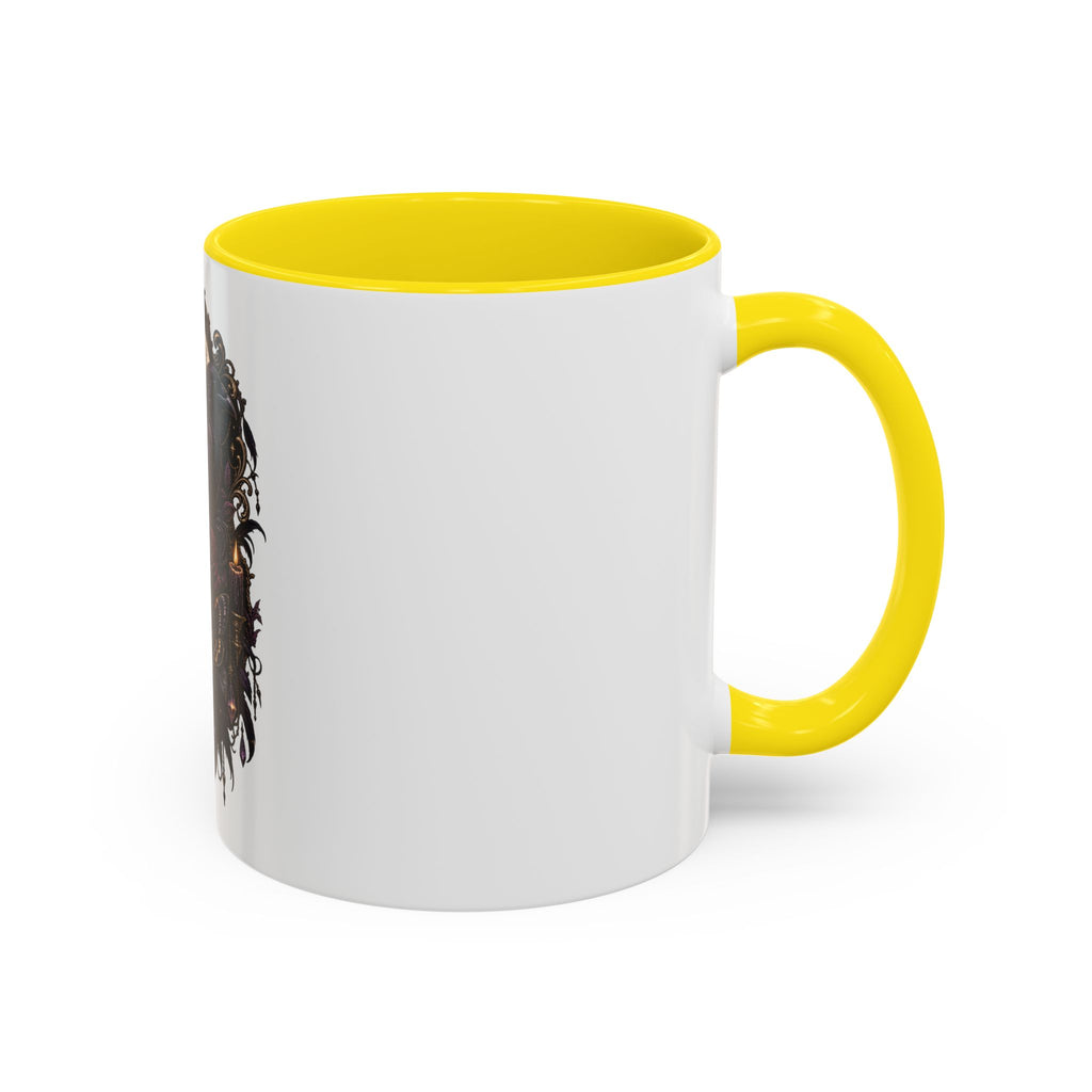 Gothic Raven & Skull Accent Coffee Mug — Dark Floral Occult Tea Cup