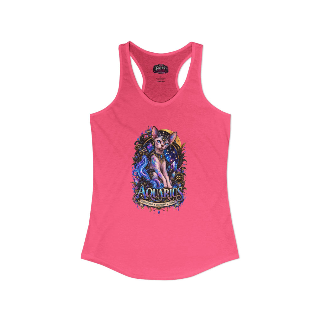 Aquarius Sphynx Cat Zodiac Tank- Celestial Astrology Cat Lover Tank