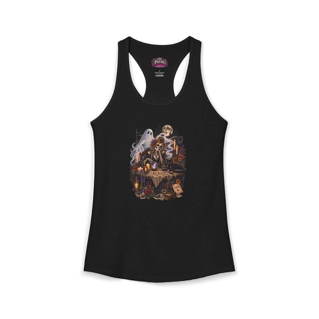 Ghost, Skeleton and Black Cat Read Tarot Cards Tank