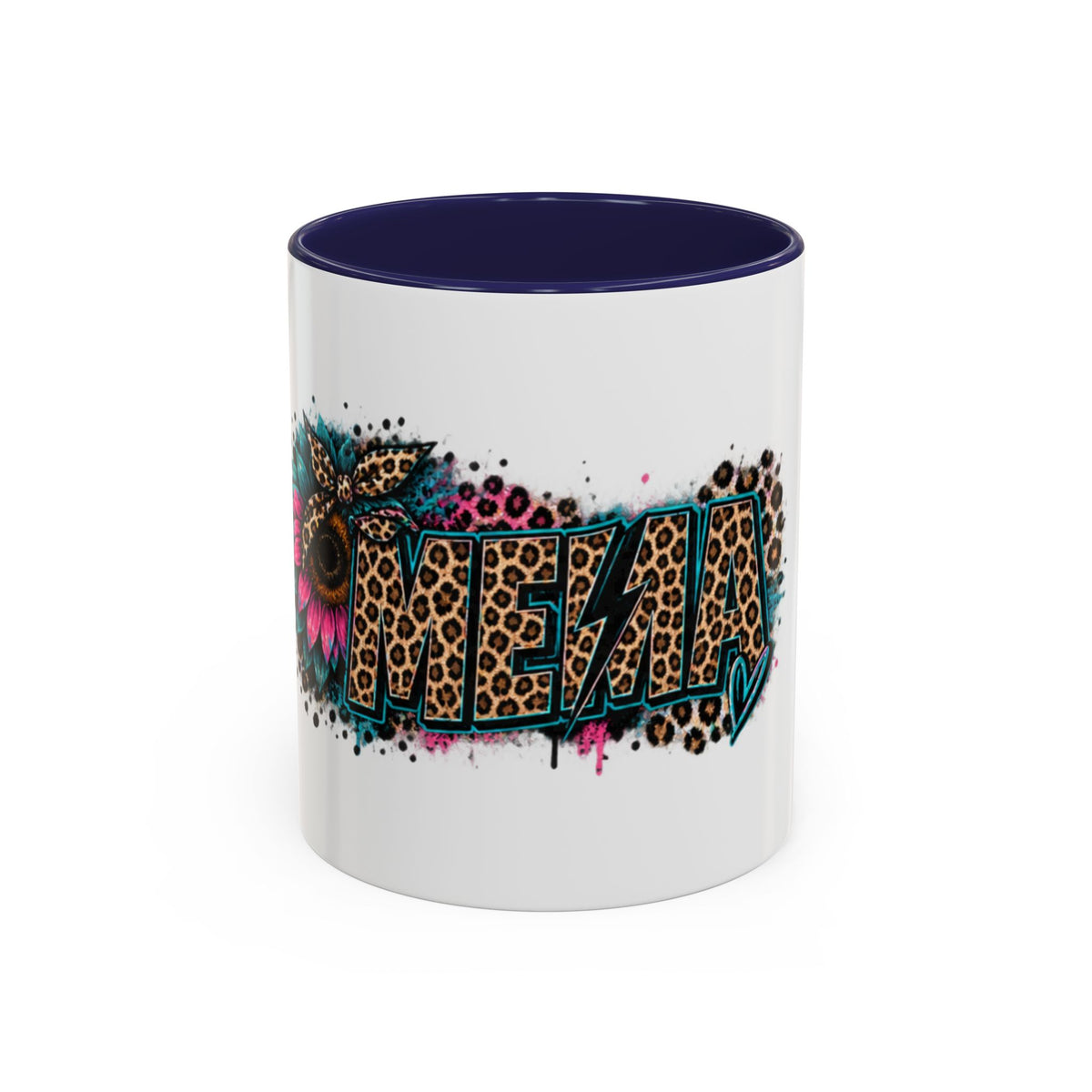 Leopard Print 'Mema' Accent Coffee Mug — Bold Animal Print Ceramic Mug- Mema Gift