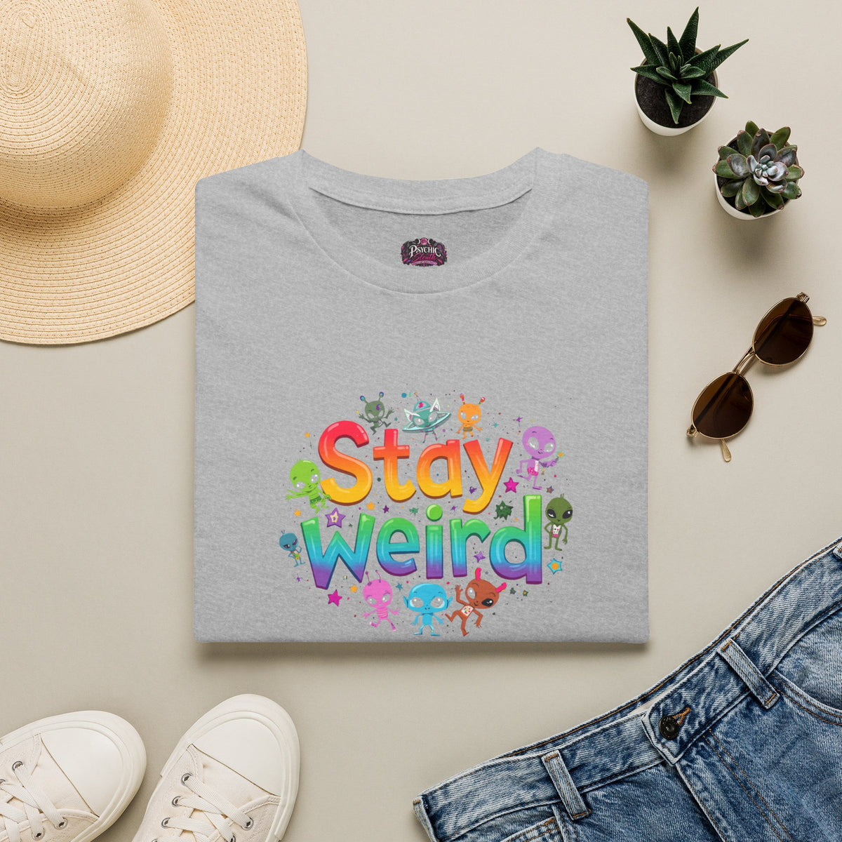 Stay Weird T-Shirt — Colorful Cute Alien Graphic Tee