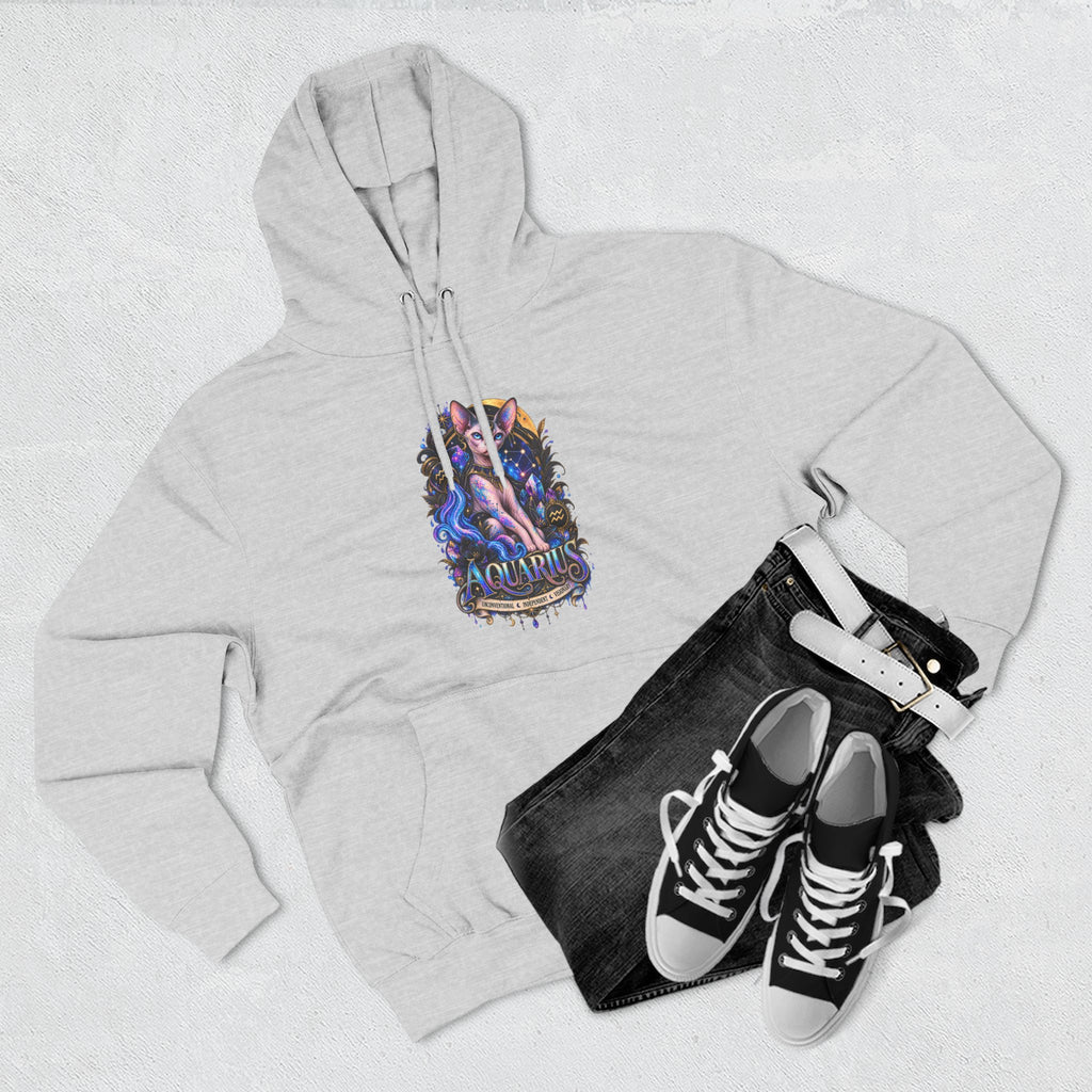 Aquarius Sphynx Cat Zodiac Hoodie- Celestial Astrology Cat Lover Sweatshirt