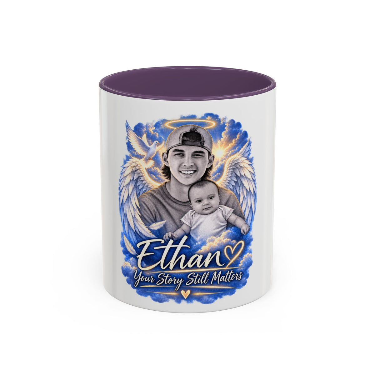 Memorial Coffee Mug — Personalized "Ethan  Your Story Still Matters" Angel Wings Tribute