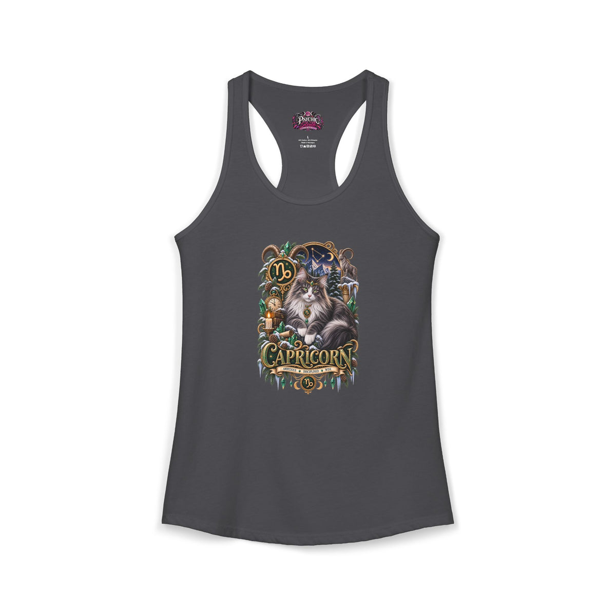 Capricorn Norwegian Forest Cat Zodiac Tank- Celestial Astrology Cat Lover Tank