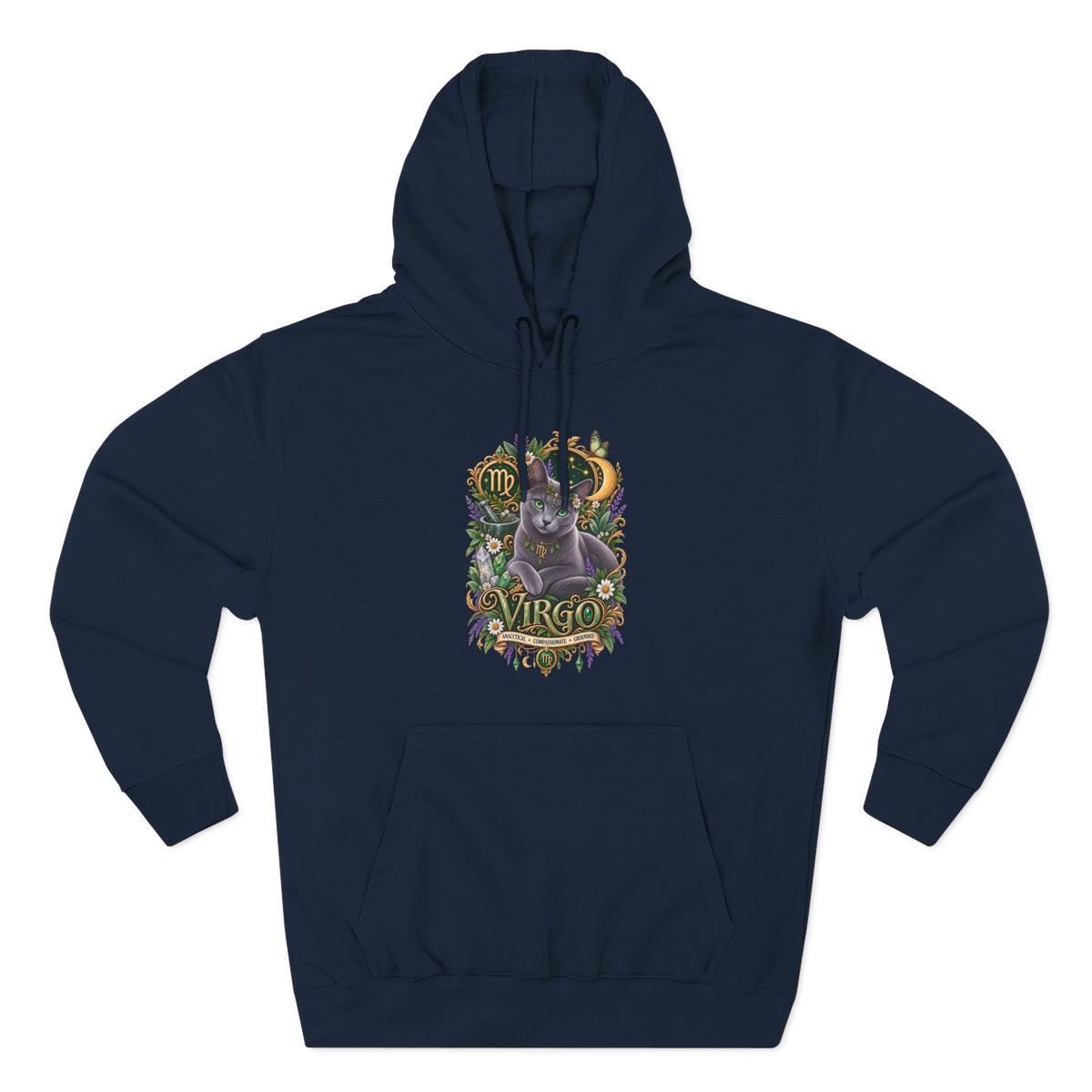 Virgo Russian Blue Cat Zodiac Hoodie — Astrological Virgo Horoscope Pullover