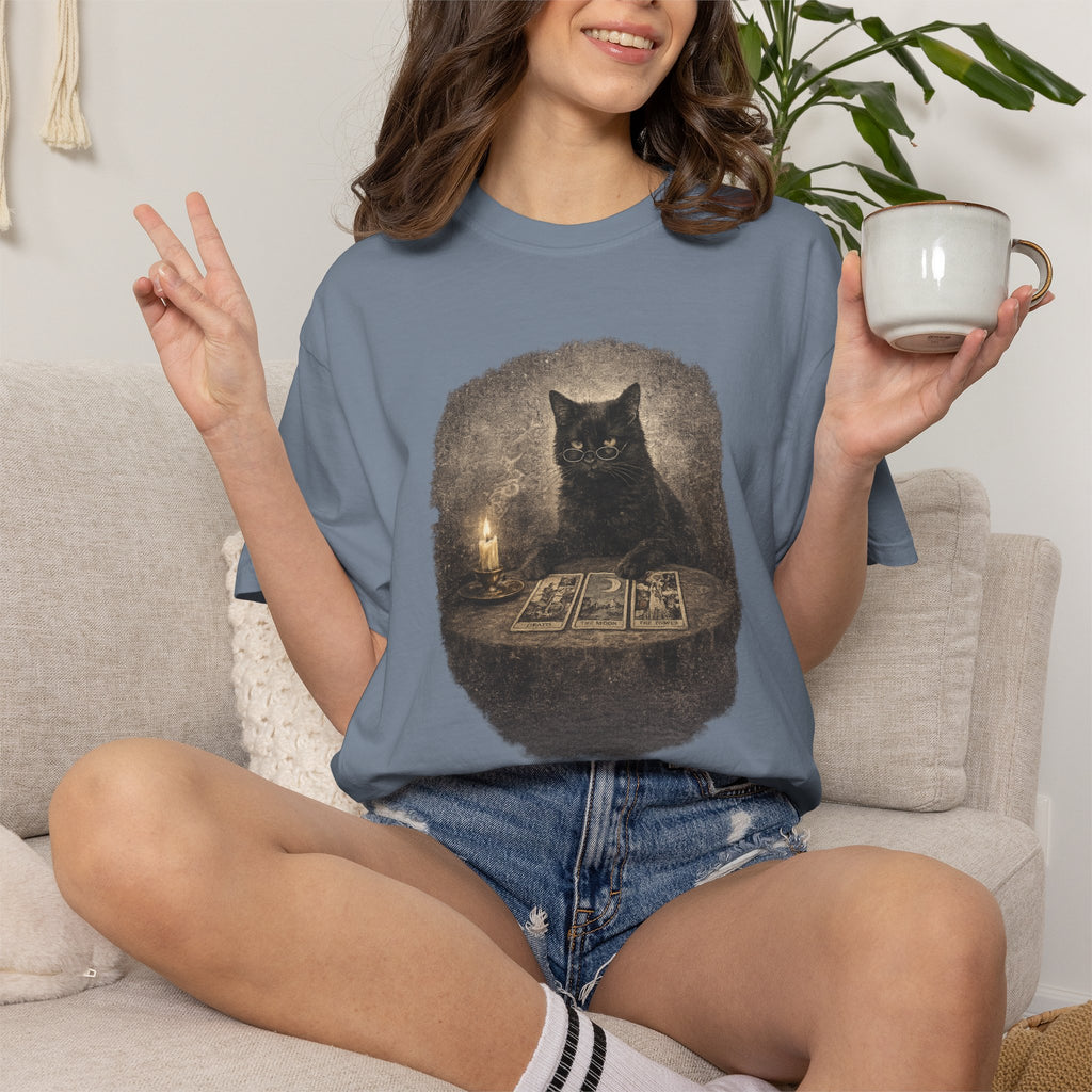 Tarot Cat T-Shirt — Black Cat Fortune Teller Graphic Tee