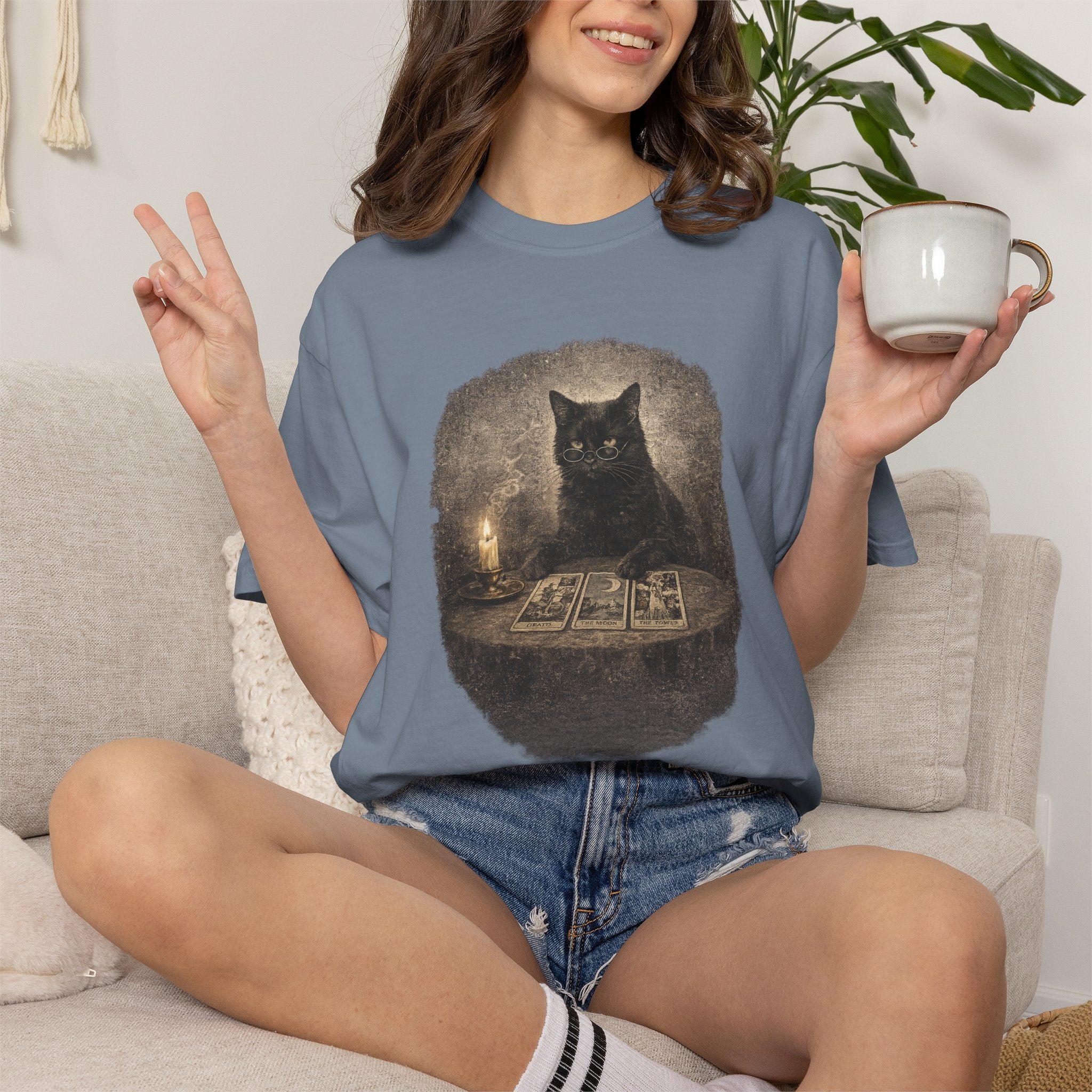 Tarot Cat T-Shirt — Black Cat Fortune Teller Graphic Tee