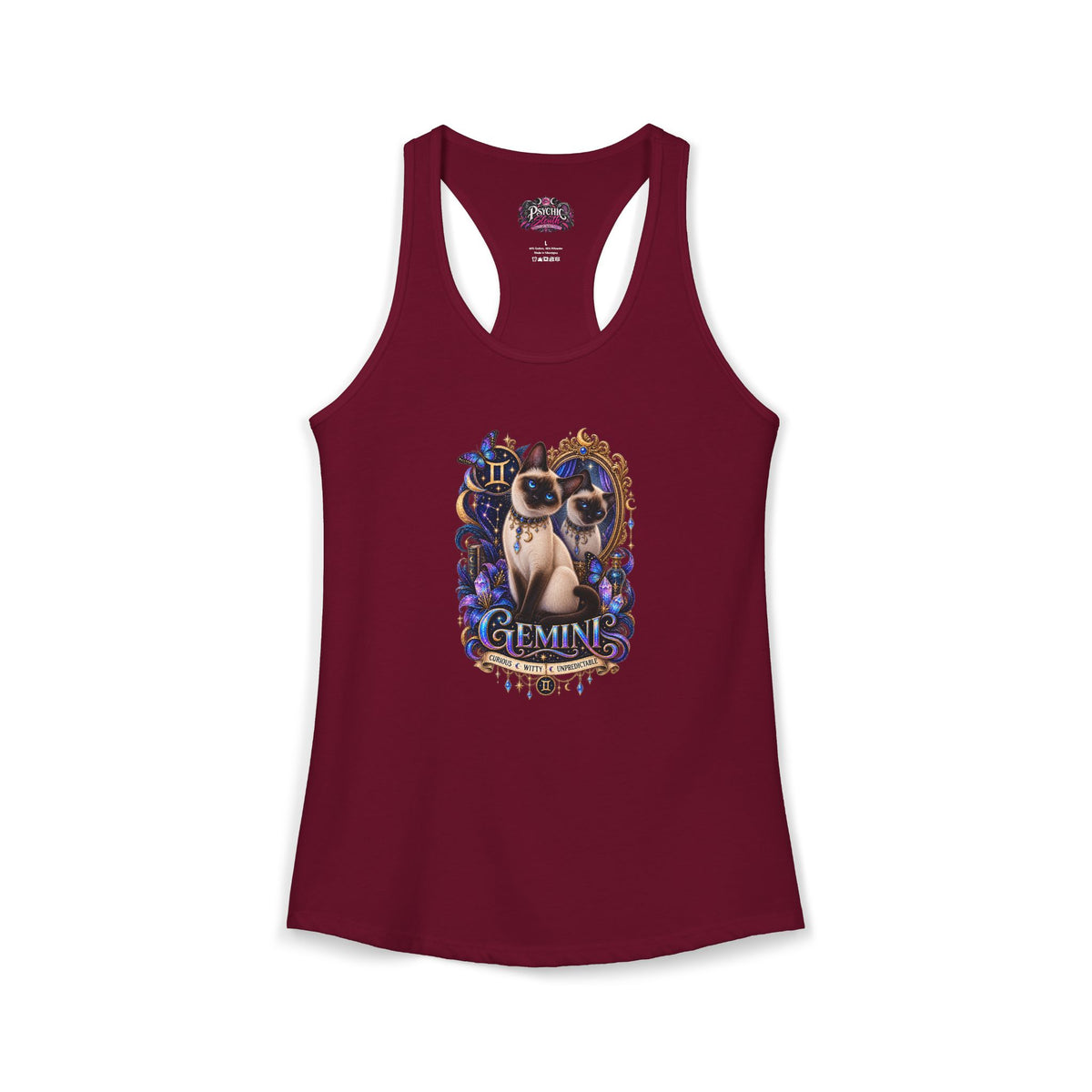 Gemini Siamese Cat Zodiac Tank- Celestial Astrology Cat Lover Tank