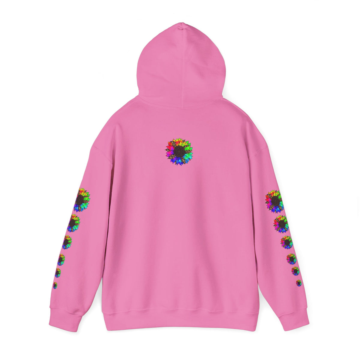 Inspirational Floral Hoodie – "Your Smile is Kind & Beautiful" Rainbow Sunflower Cozy Pullover