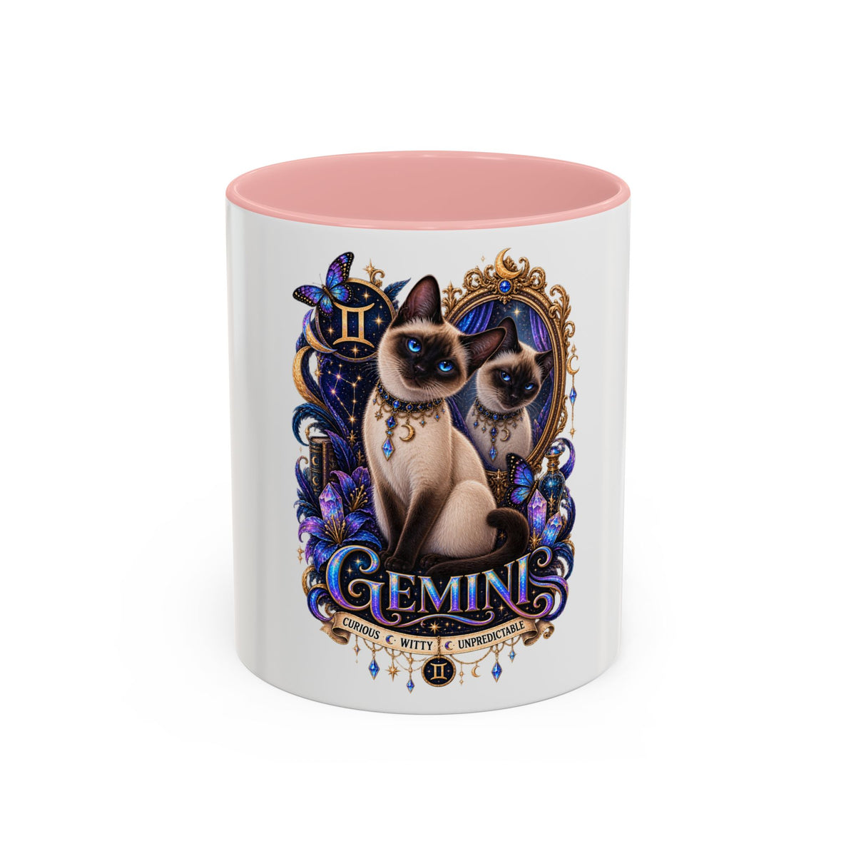 Gemini Zodiac Cat Coffee Mug — Siamese Astrology 11/15oz Accent Mug