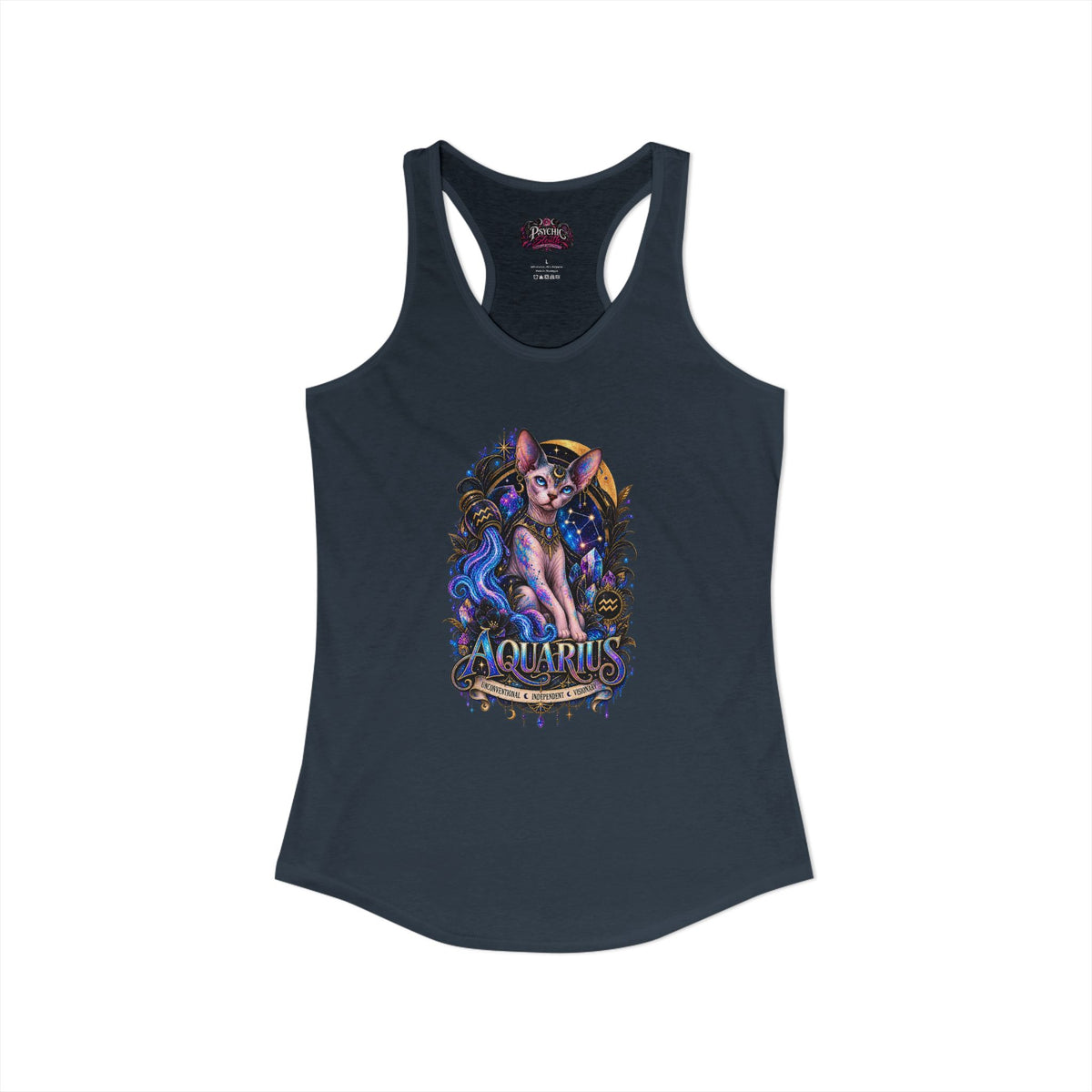 Aquarius Sphynx Cat Zodiac Tank- Celestial Astrology Cat Lover Tank