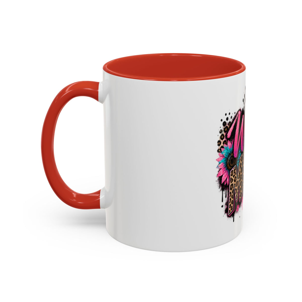 Wild Mama Leopard Accent Coffee Mug – Fun Mom Gift, Pink Crown Graphic (11/15 oz)