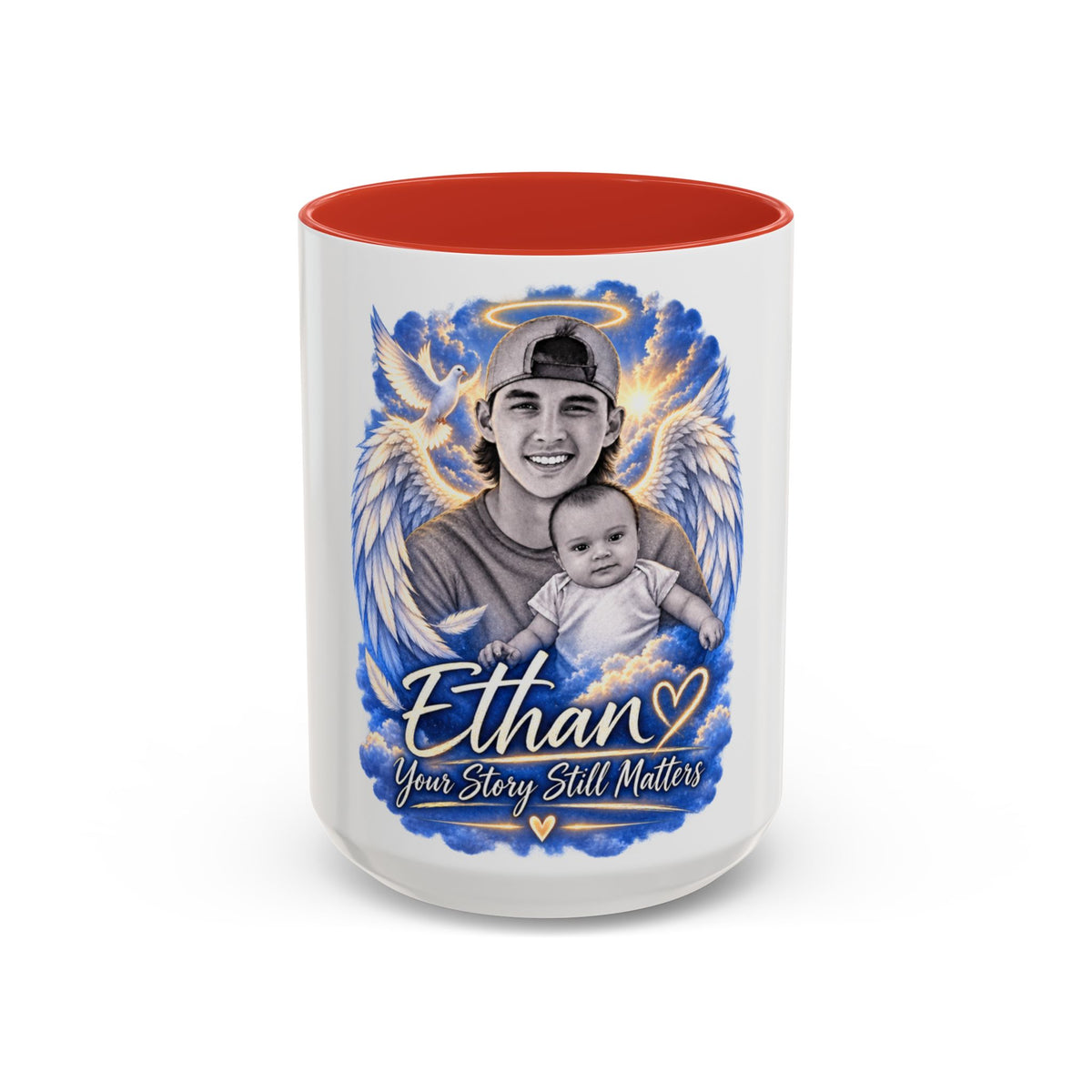 Memorial Coffee Mug — Personalized "Ethan  Your Story Still Matters" Angel Wings Tribute