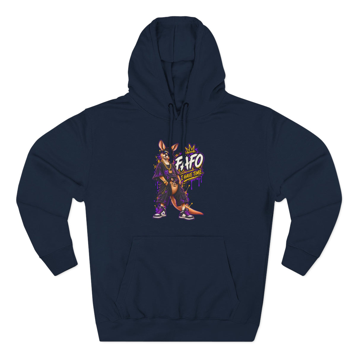 Streetstyle Kangaroo Graphic Hoodie — "FAFO" Retro Character Pullover