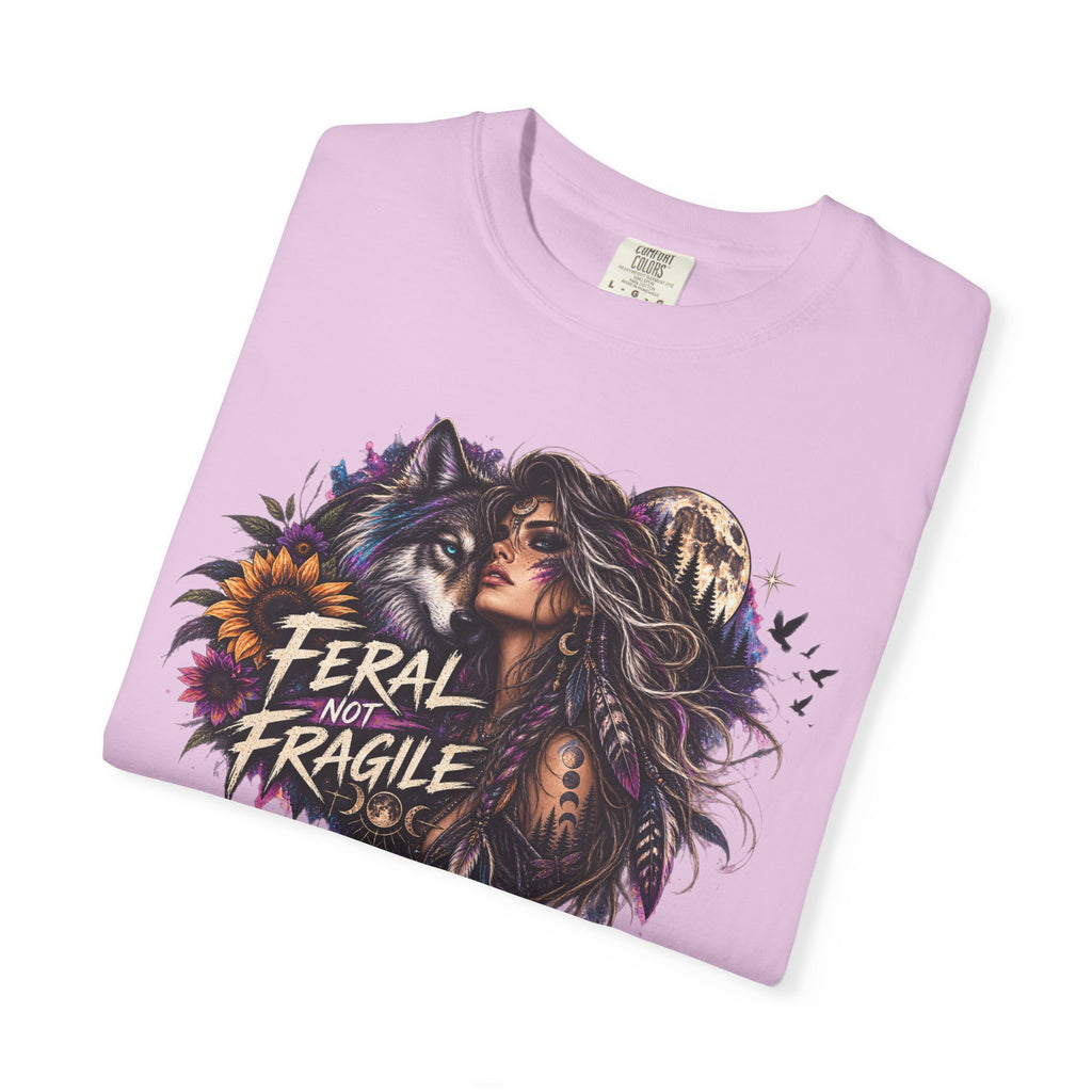 Feral Not Fragile Graphic T-Shirt — Wolf & Woman Nature Art Tee