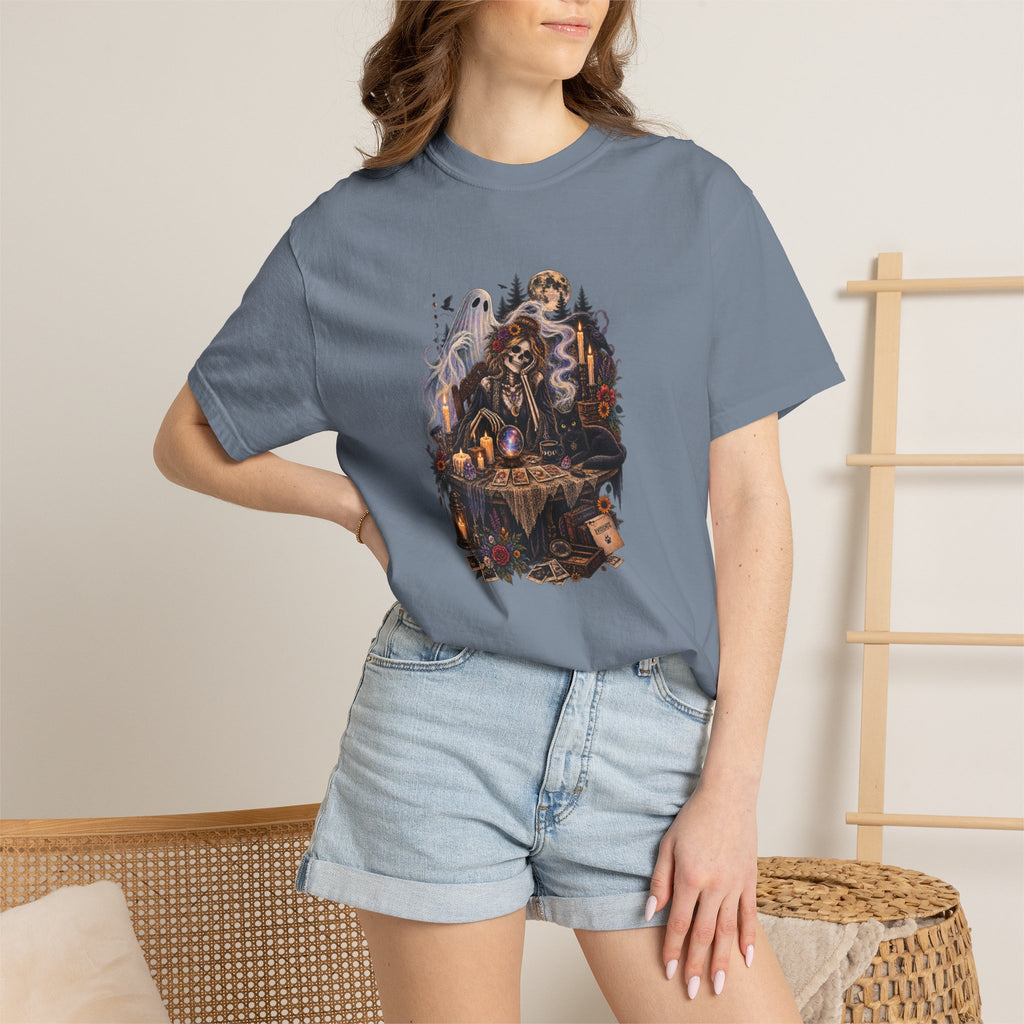 Tarot Seance Skeleton, Black Cat & Ghost Graphic Tee