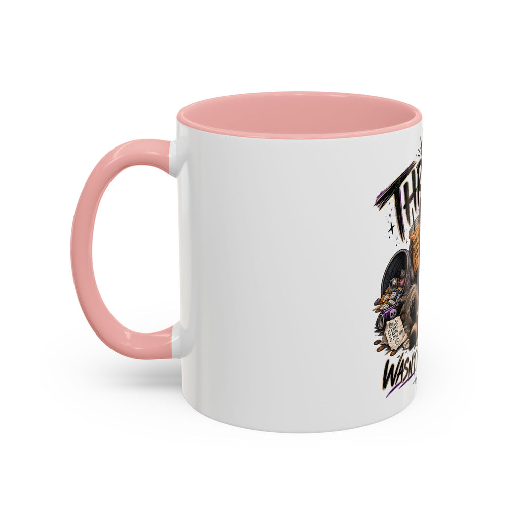 Thriving Raccoon Accent Coffee Mug — "Thriving Wasn't in the Budget" Funny Gift