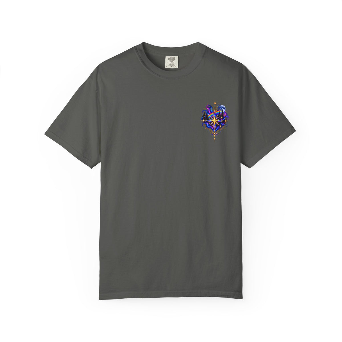 T-Shirt — "Guided by Light, Bound to Truth" Cosmic Forest Graphic