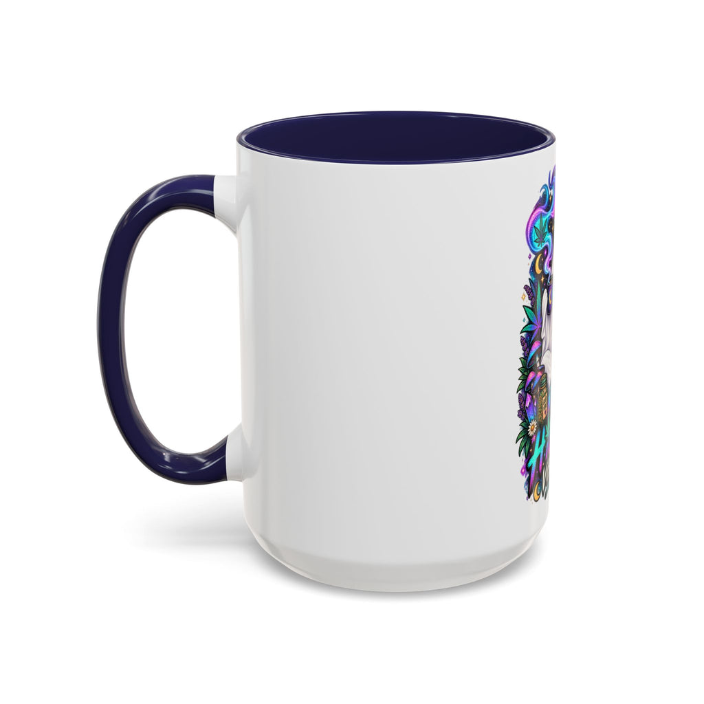 Higher Vibrations Coffee Mug — Cute Ghost & Cat Accent Mug (11/15 oz)