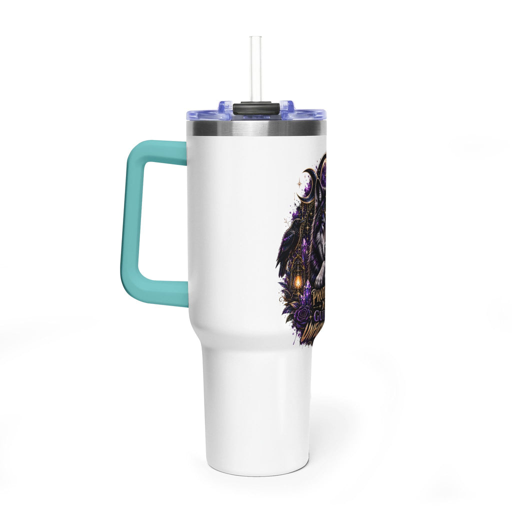 40oz Vacuum Tumbler — 'Protected & Guided' Mystic Wolf Thermal Mug