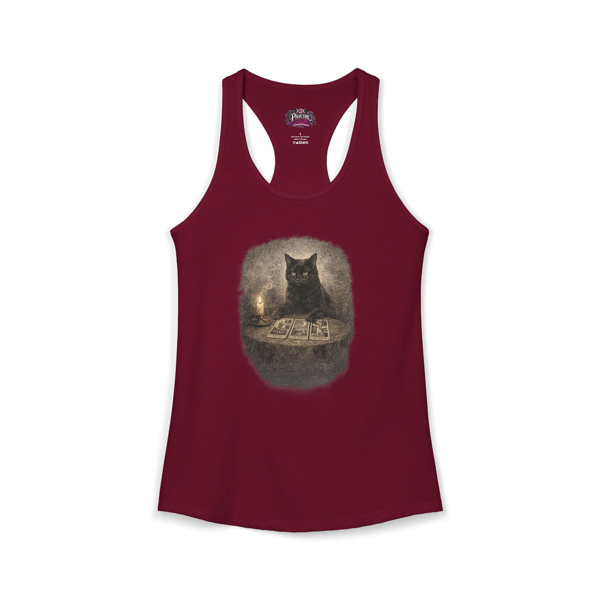 Black Cat reading Tarot Cards Tank