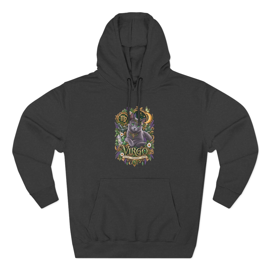 Virgo Russian Blue Cat Zodiac Hoodie — Astrological Virgo Horoscope Pullover