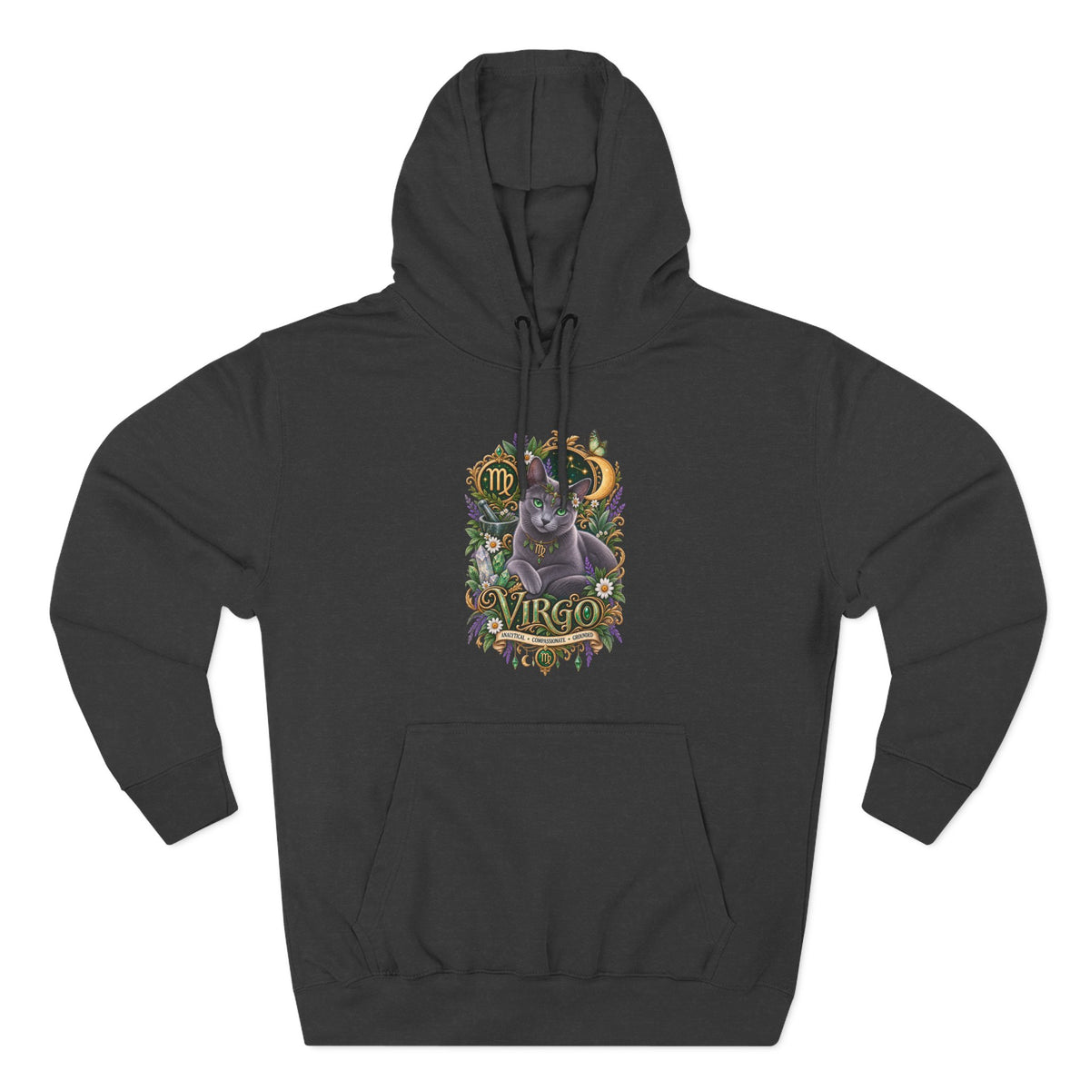 Virgo Russian Blue Cat Zodiac Hoodie — Astrological Virgo Horoscope Pullover