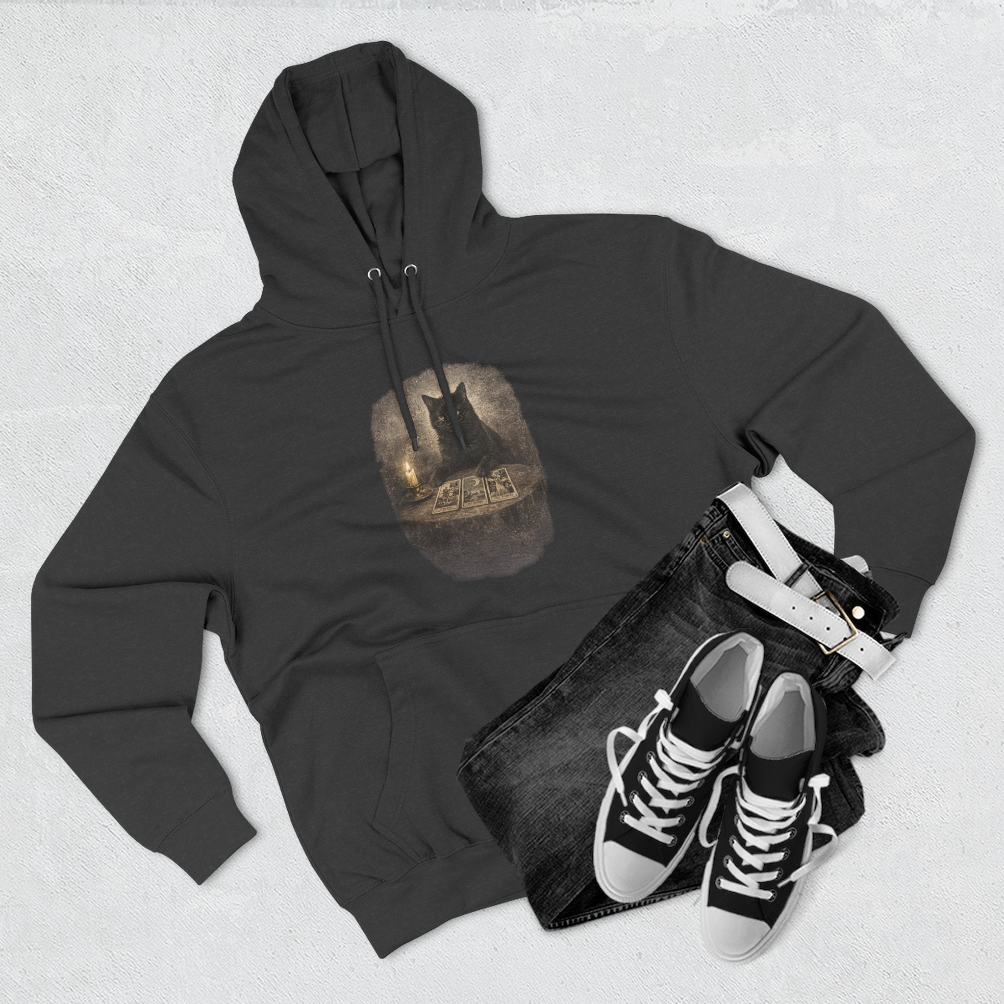 Tarot Black Cat Pull Over Hoodie