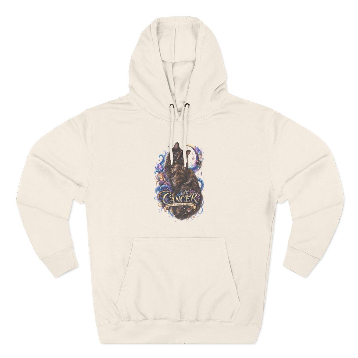 Cancer Tortoiseshell Cat Zodiac Hoodie — Zodiac Cat Graphic Fleece Pullover