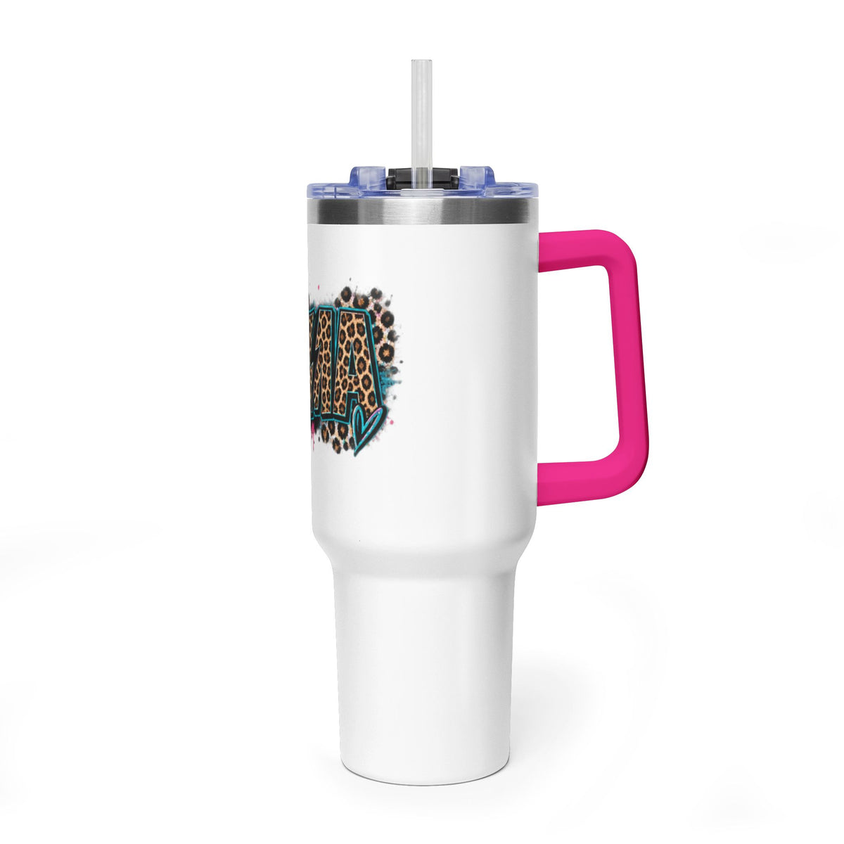 40oz Vacuum Tumbler — Mema Leopard Print Floral Design