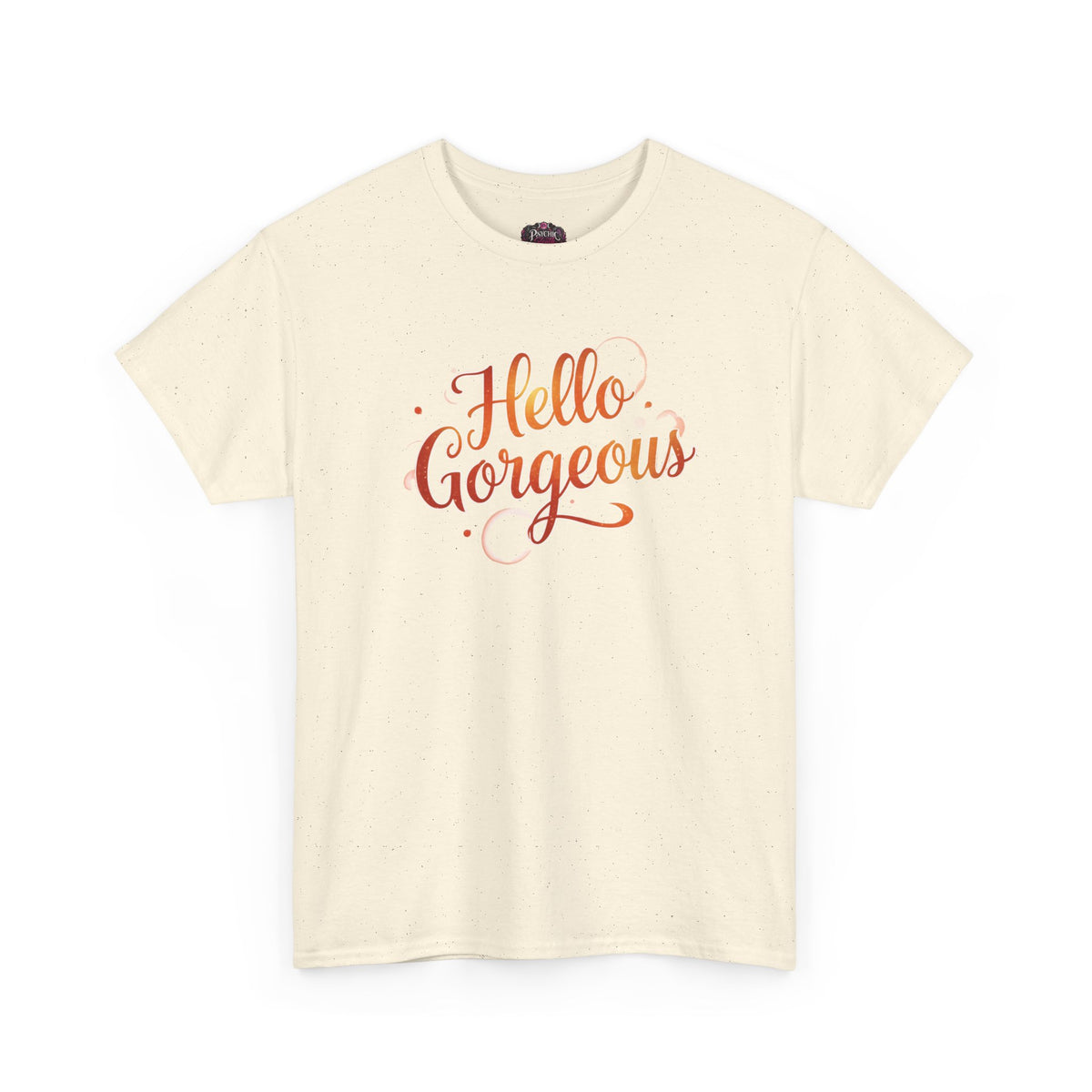 Hello Gorgeous Sunset T-Shirt — Feminine Script Graphic Tee