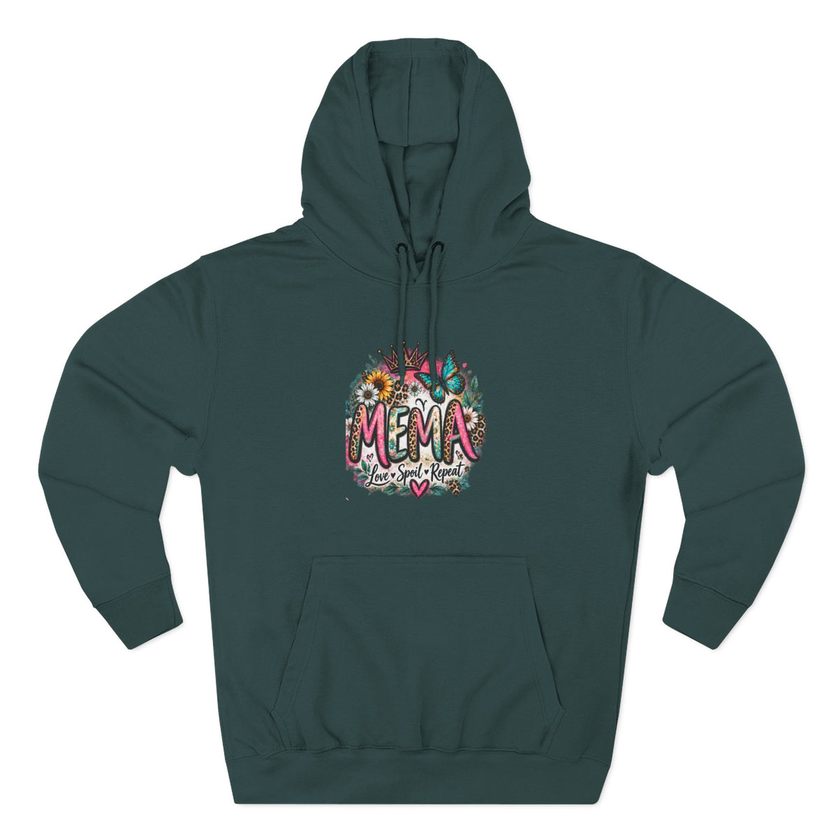 Mema Floral Hoodie — Cozy Fleece Pullover with Sunflower & Succulent Design