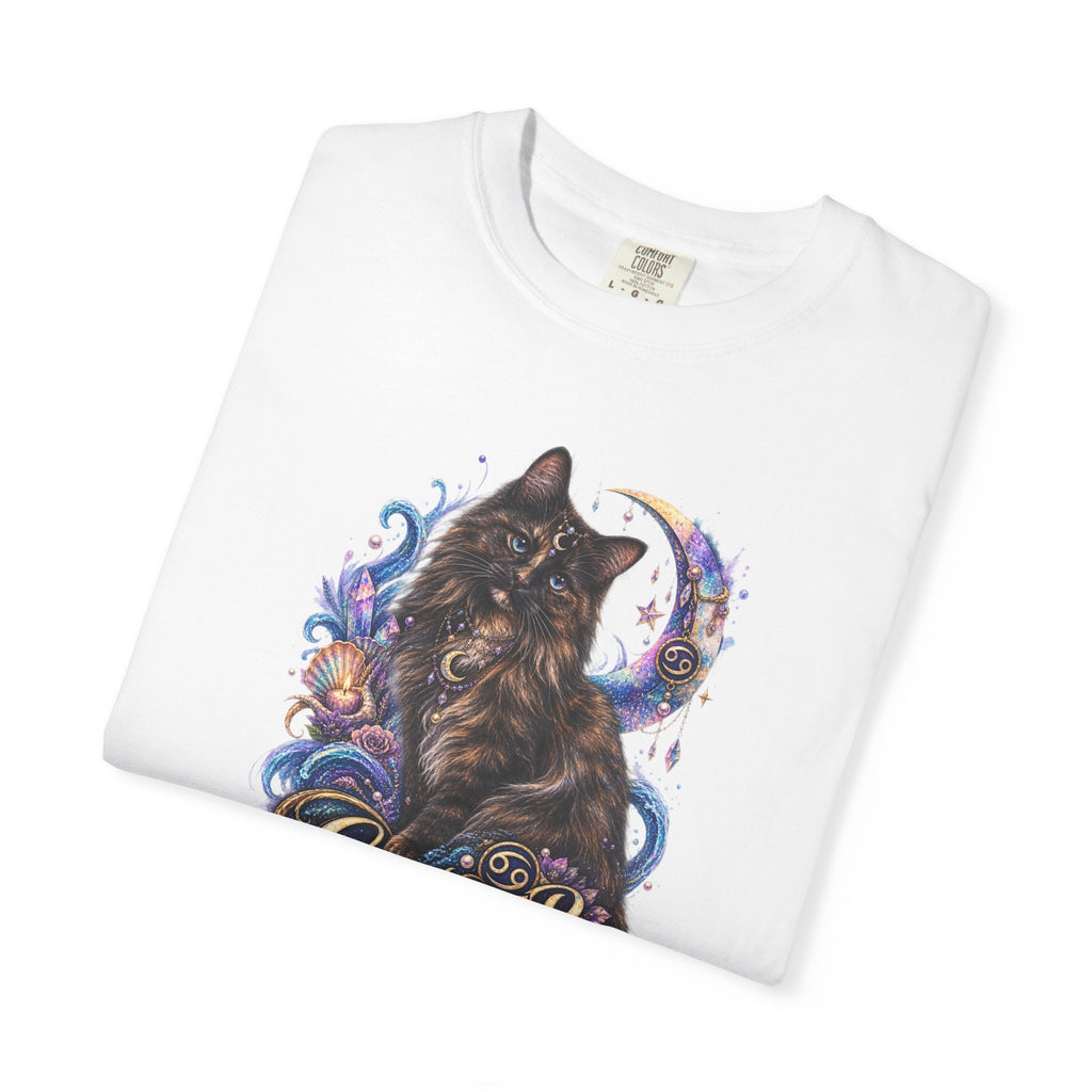 Cancer Zodiac T‑Shirt — Mystical Tortoiseshell   Cat Horoscope Design