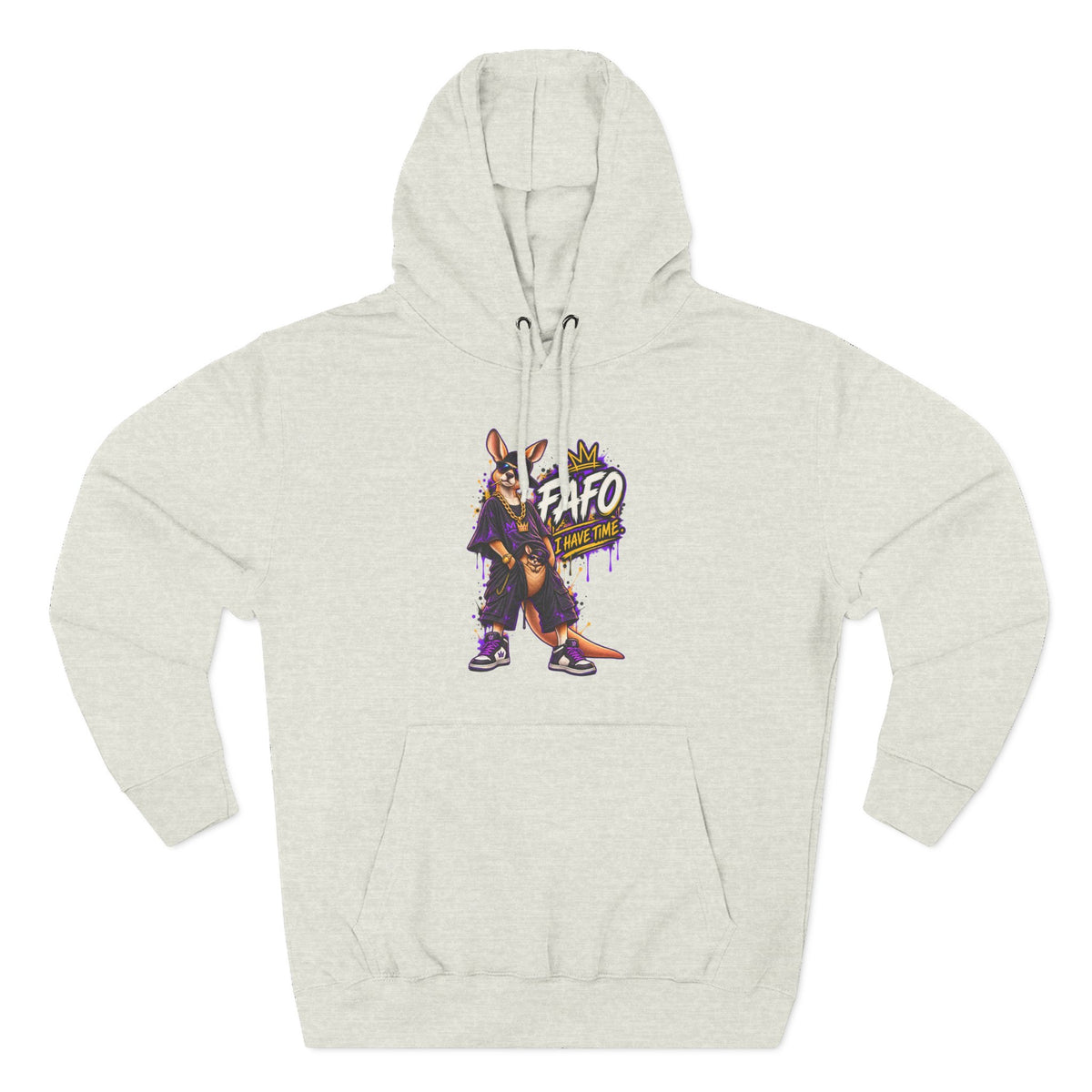 Streetstyle Kangaroo Graphic Hoodie — "FAFO" Retro Character Pullover