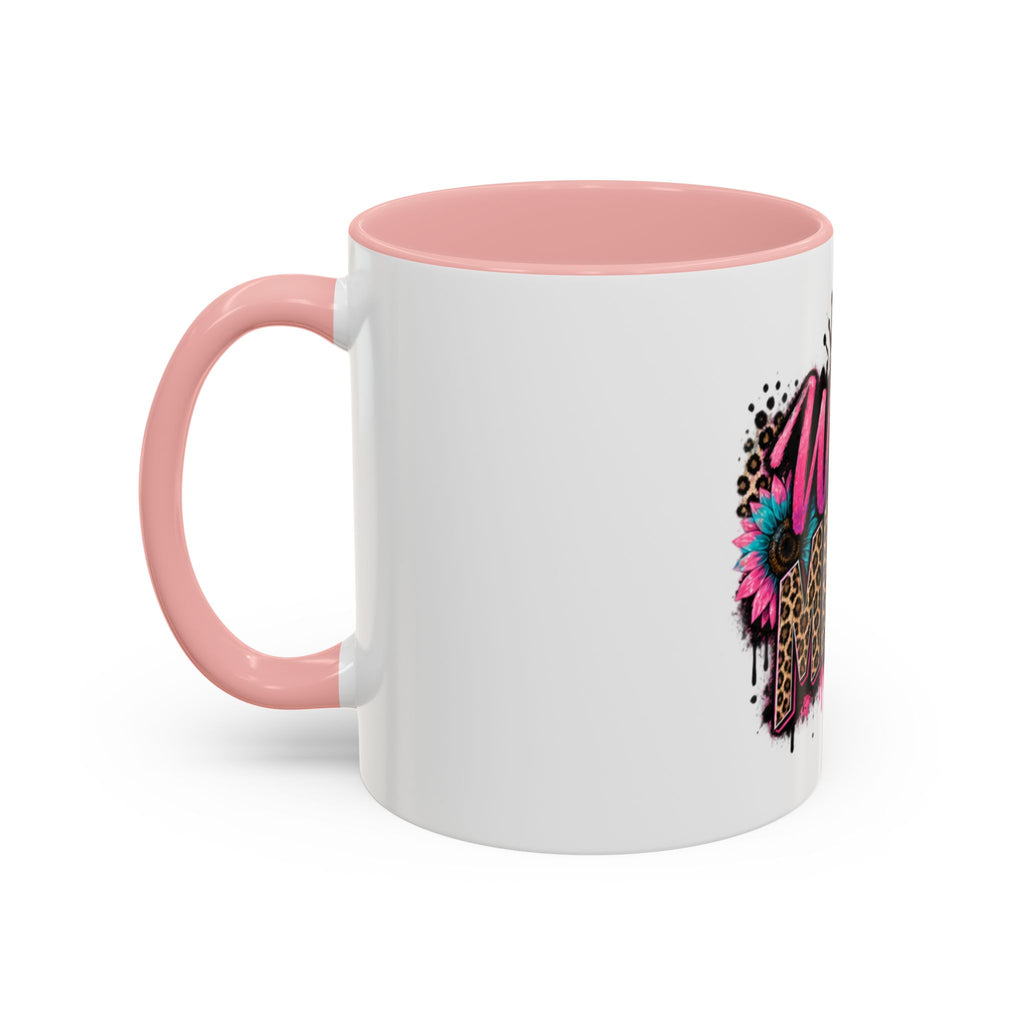 Wild Mama Leopard Accent Coffee Mug – Fun Mom Gift, Pink Crown Graphic (11/15 oz)