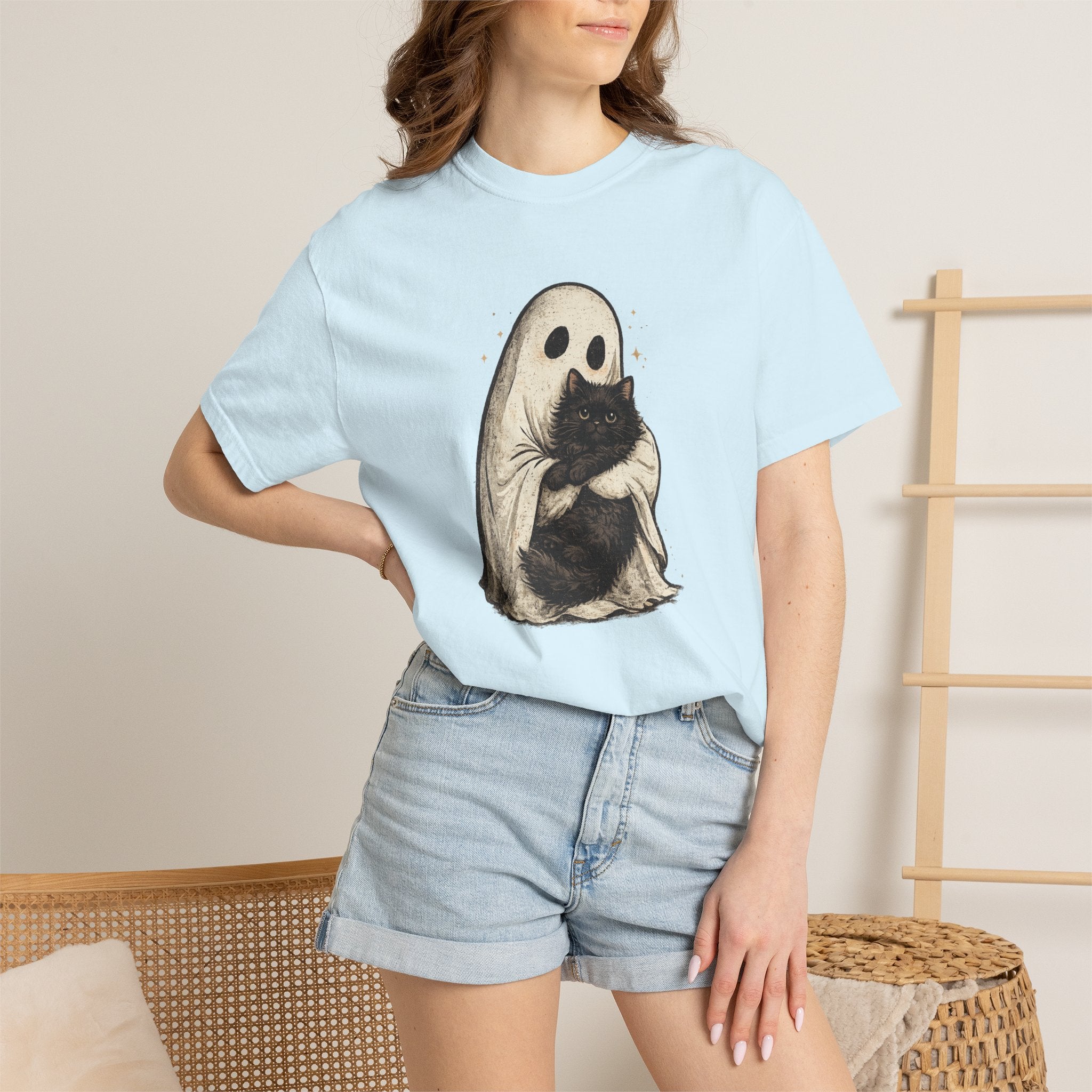 Ghost Hug T-Shirt — Cute Ghost Holding Cat Graphic Tee
