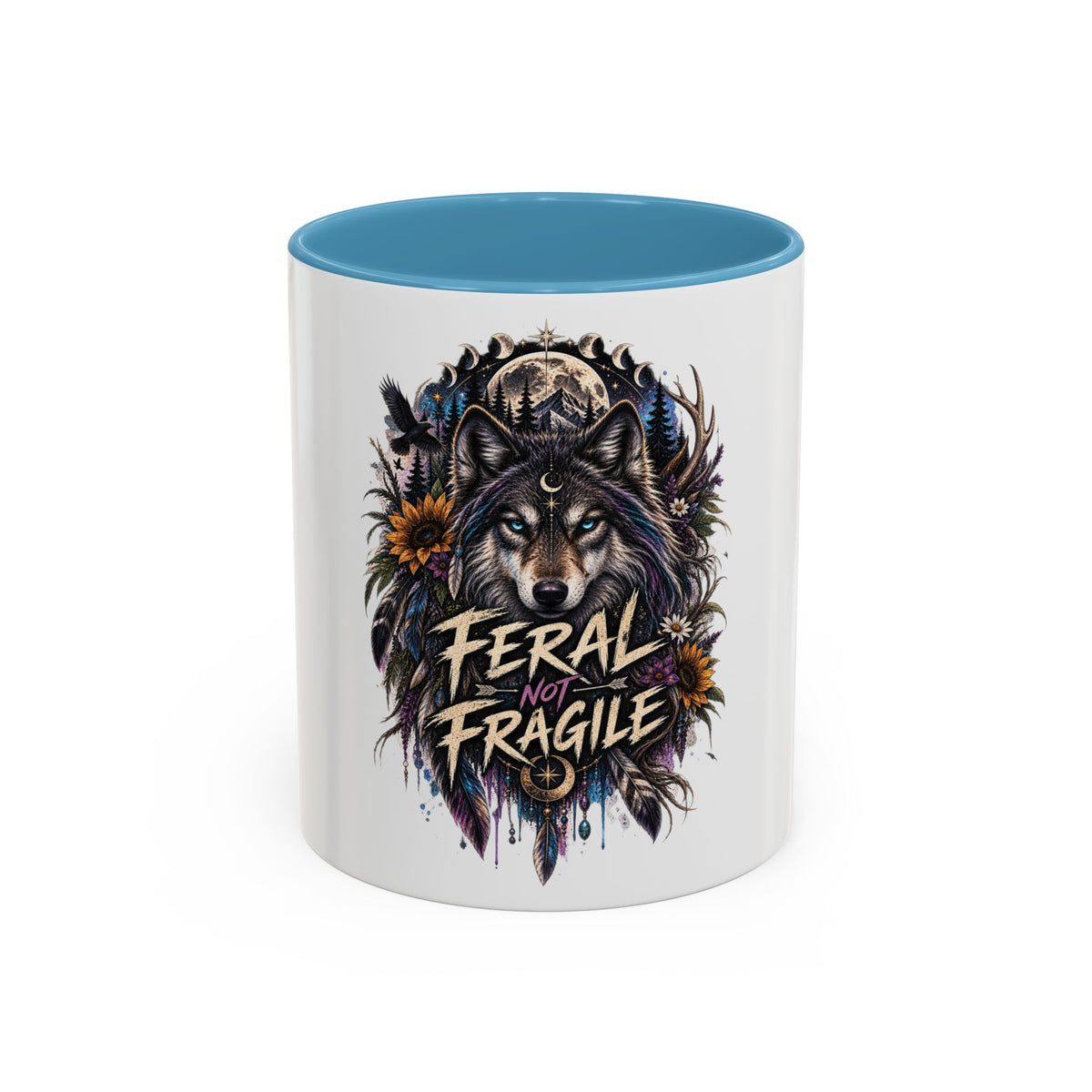 Feral Not Fragile Wolf Accent Coffee Mug (11oz & 15oz)