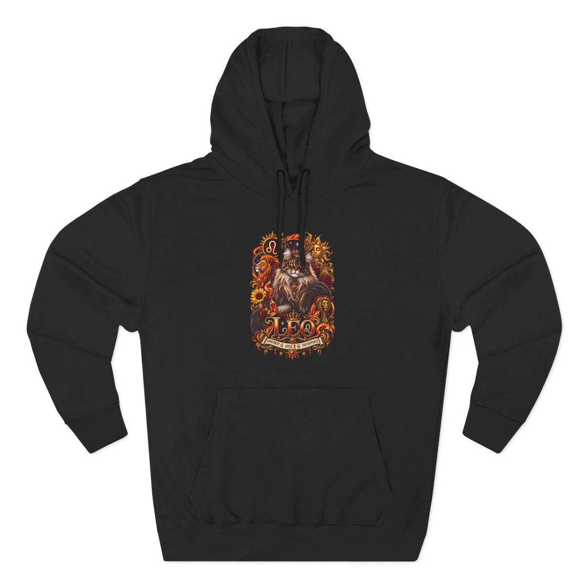 Leo Maine Coon Zodiac Hoodie — Mystical Celestial Cat Astrology Design