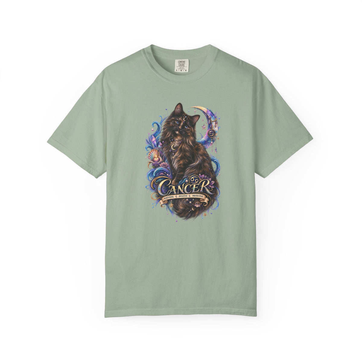 Cancer Zodiac T‑Shirt — Mystical Tortoiseshell   Cat Horoscope Design