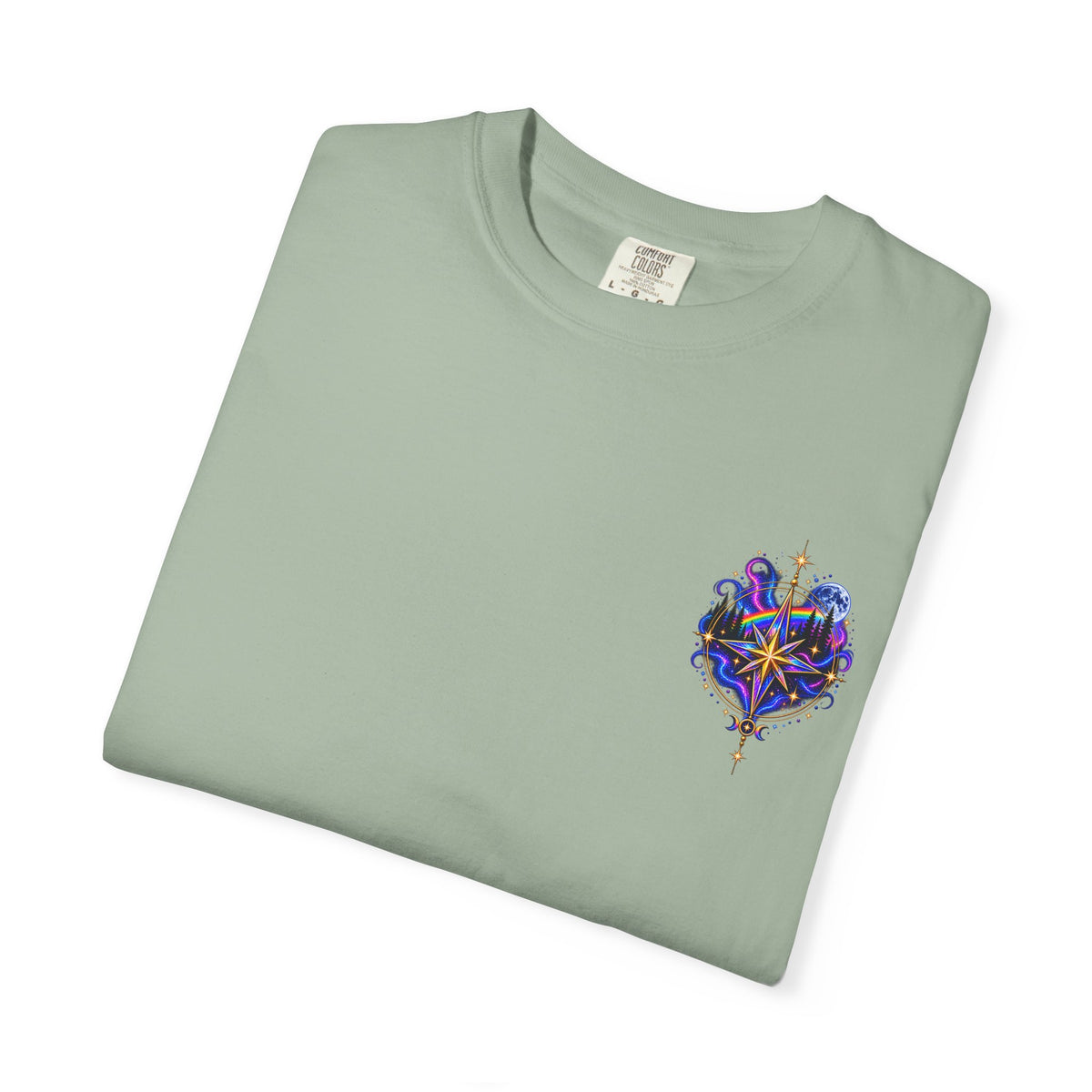 T-Shirt — "Guided by Light, Bound to Truth" Cosmic Forest Graphic