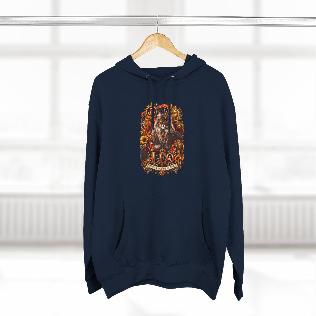 Leo Maine Coon Zodiac Hoodie — Mystical Celestial Cat Astrology Design