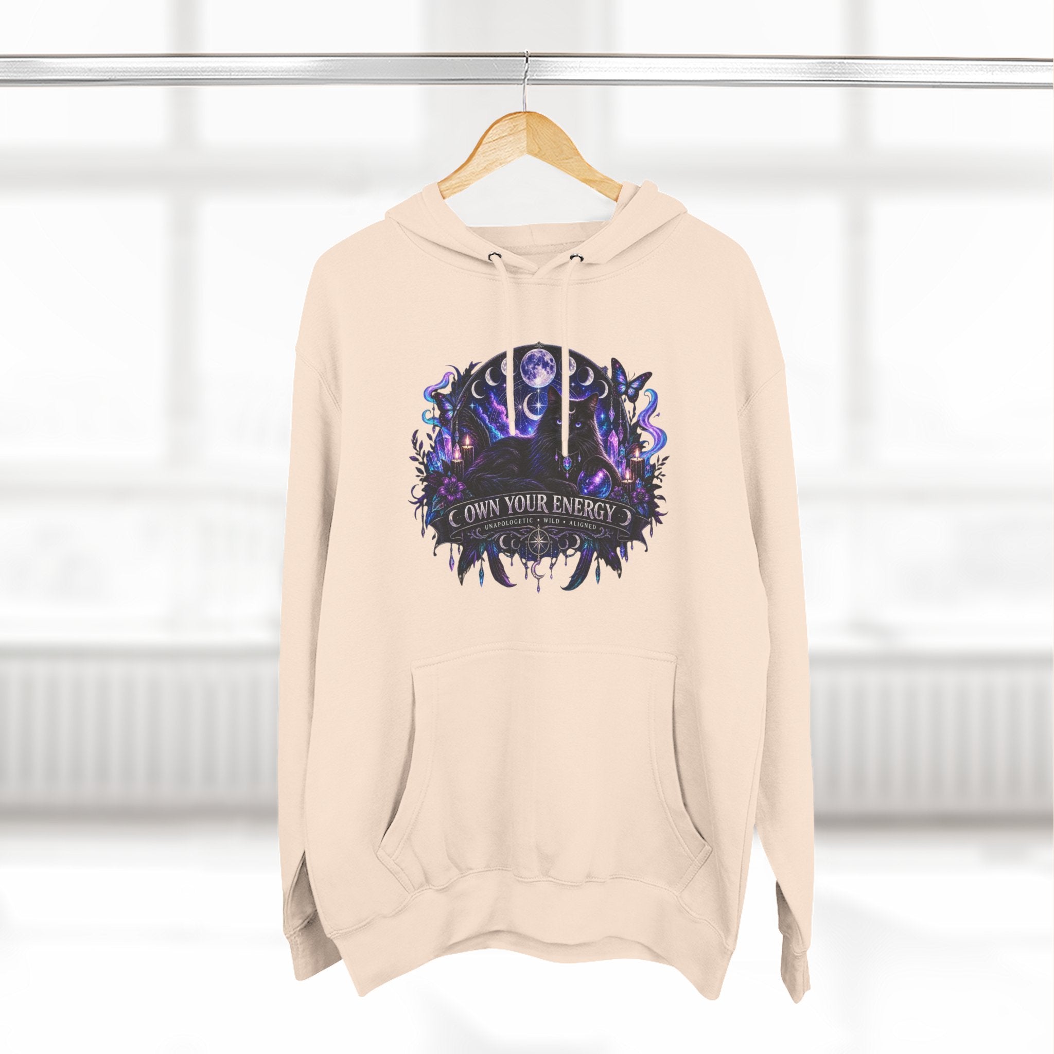 Mystical Black Cat Fleece Hoodie