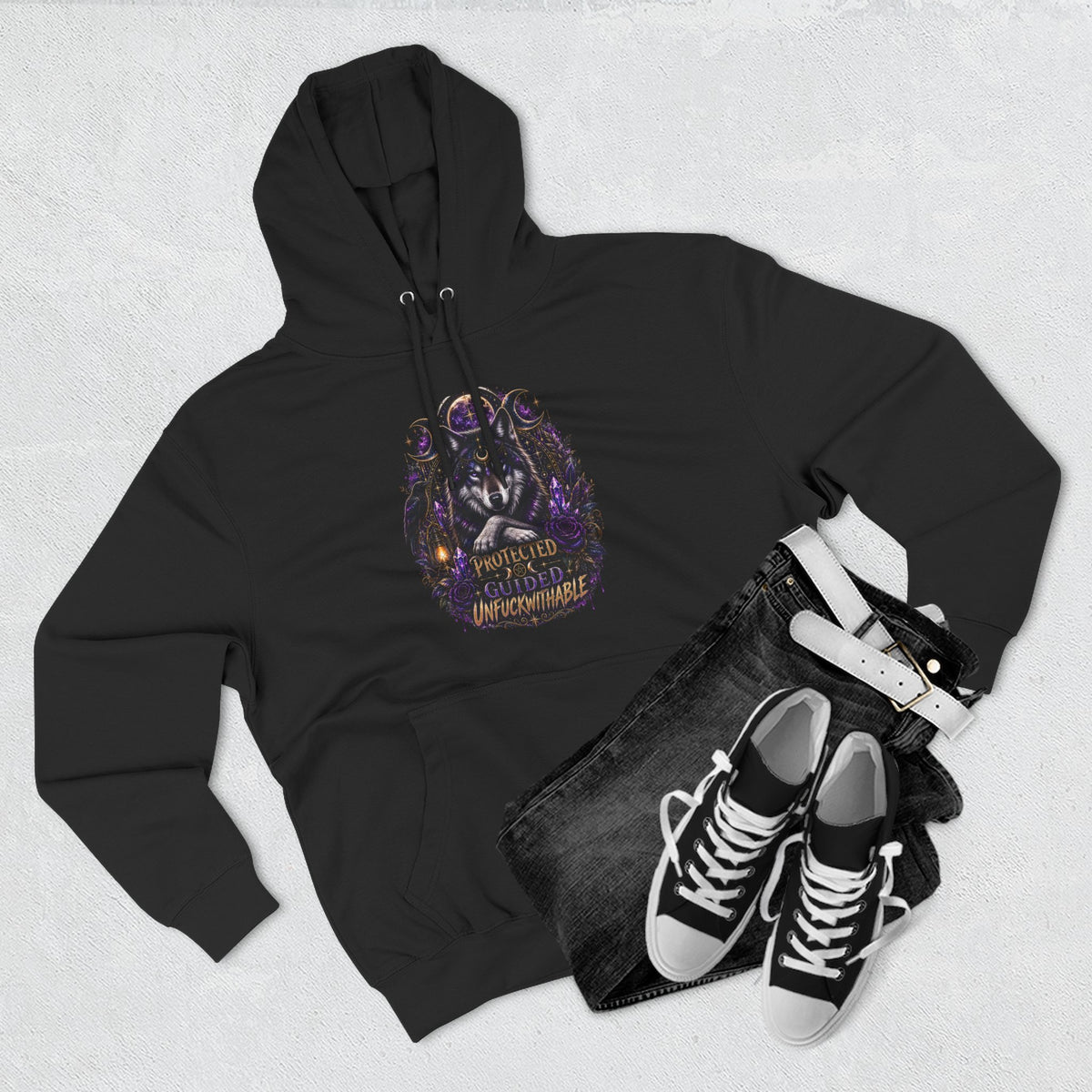 Guided, Protected Unfuckwithable Wolf Hoodie- Occult Graphic