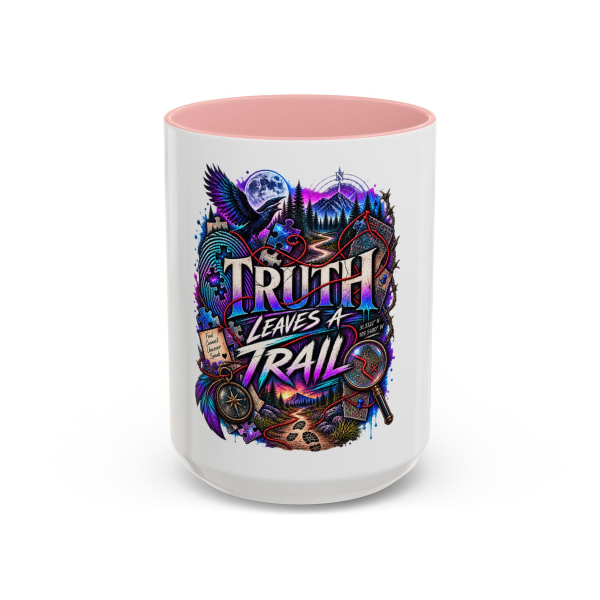 Truth Leaves a Trail Coffee Mug — Mystery Detective Noir Design (11/15 oz)