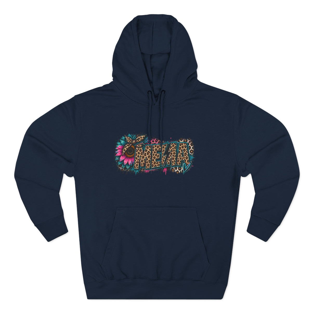 MEMA Leopard Floral Heat Hoodie — Cozy Fleece Pullover with Leopard & Flowers Design
