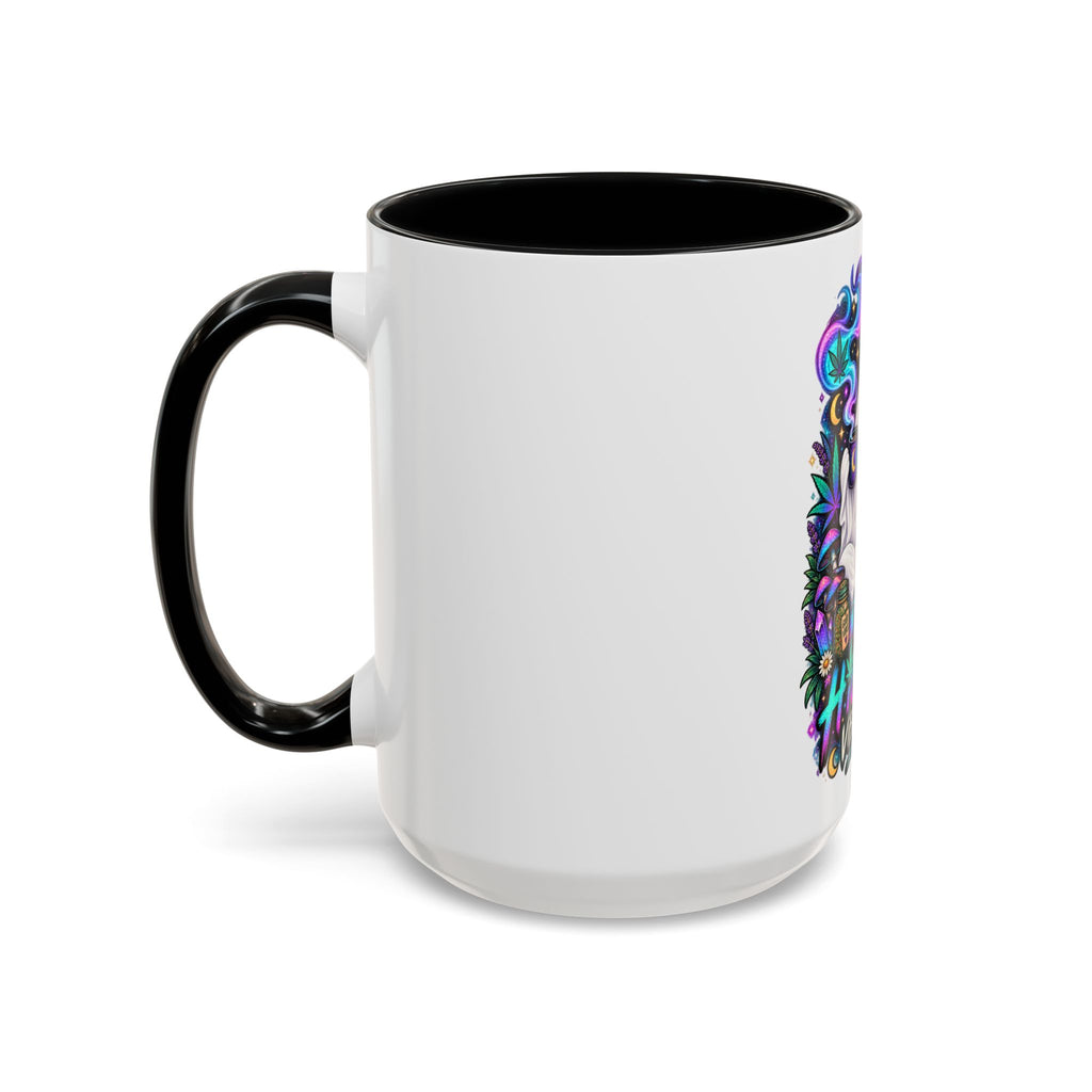 Higher Vibrations Coffee Mug — Cute Ghost & Cat Accent Mug (11/15 oz)
