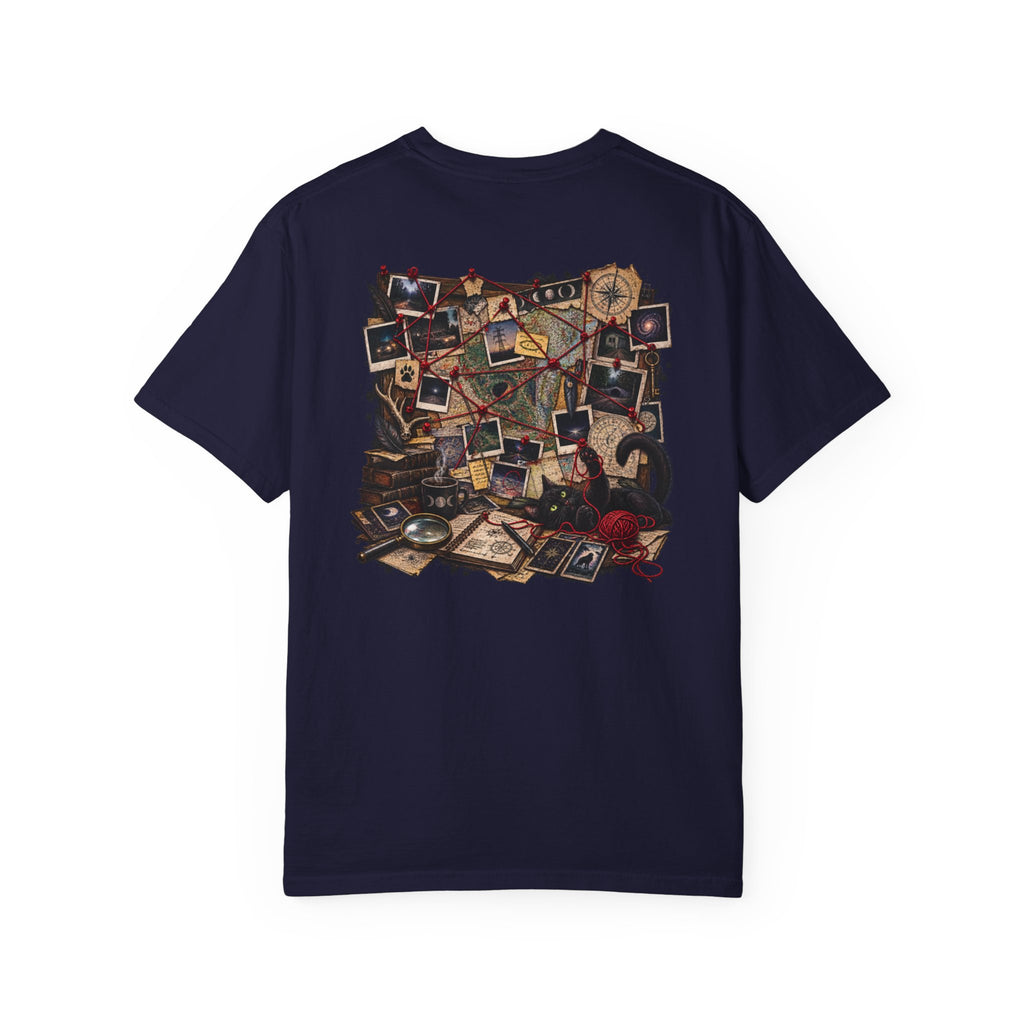 Mystery Evidence Board T-Shirt — Crime Scene Collage Graphic Tee